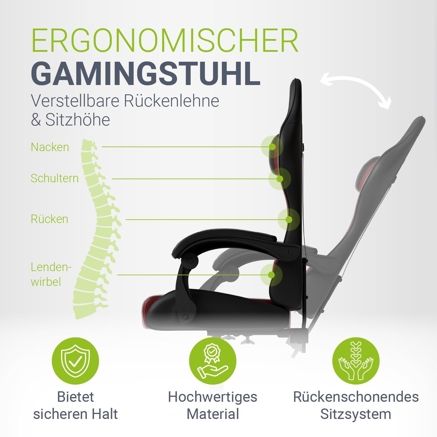 Juskys Gaming-Stuhl HyperSeat, Verstellbare Rückenlehne, robuste günstig online kaufen