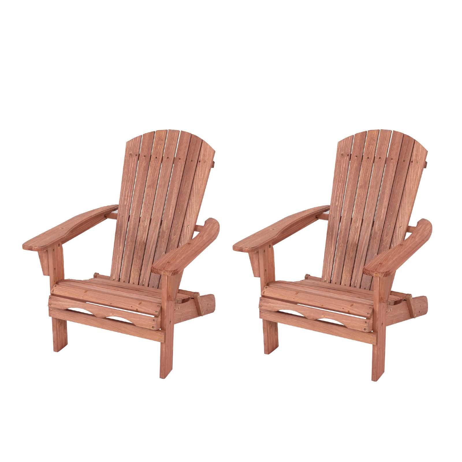 KOMFOTTEU Gartenstuhl (2 St), Adirondack Stuhl aus Tannenholz bis 180kg belastbar