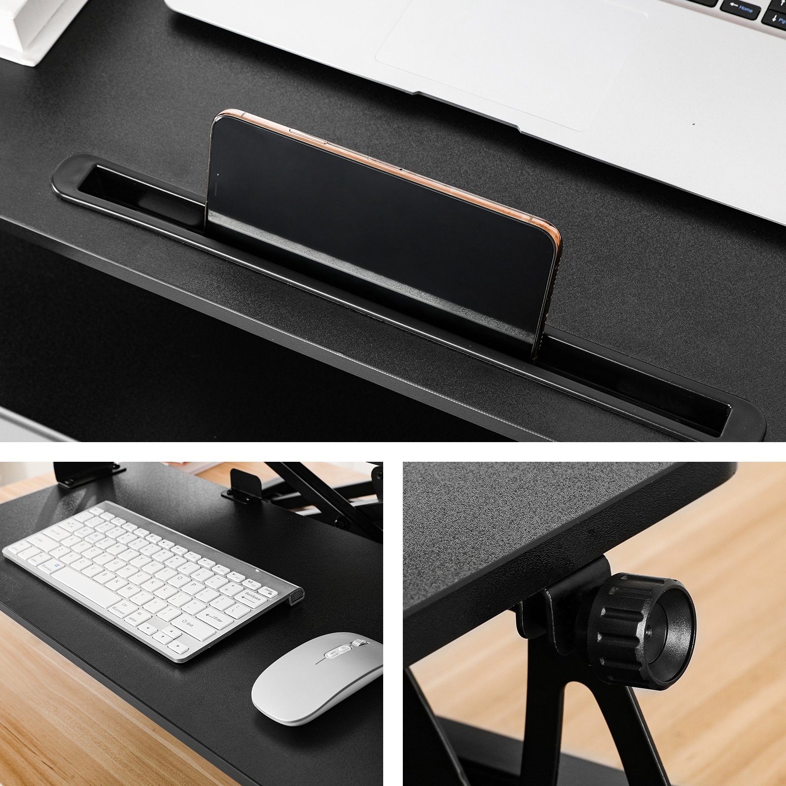 HomeGuru Ablagetisch Steh-Sitztisch,höhenverstellbar,Schreibtischaufsatz Packung) Tastaturablage (1-St., Schwarz mit