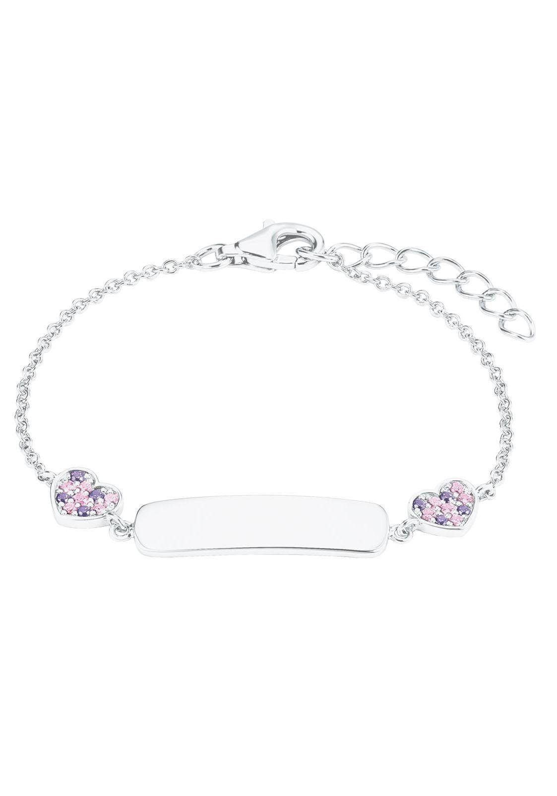 Prinzessin Lillifee Silberarmband Plakette mit Herzen, mit Zirkonia (synth)