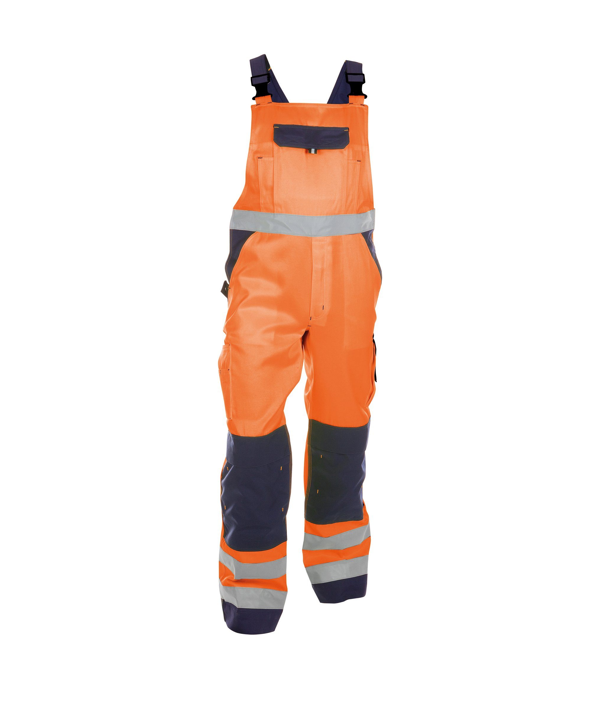 Dassy Arbeitslatzhose Warnschutz Latzhose mit Kniepolstertaschen Toulouse (1-tlg) neonorange/dunkelblau | Shirts