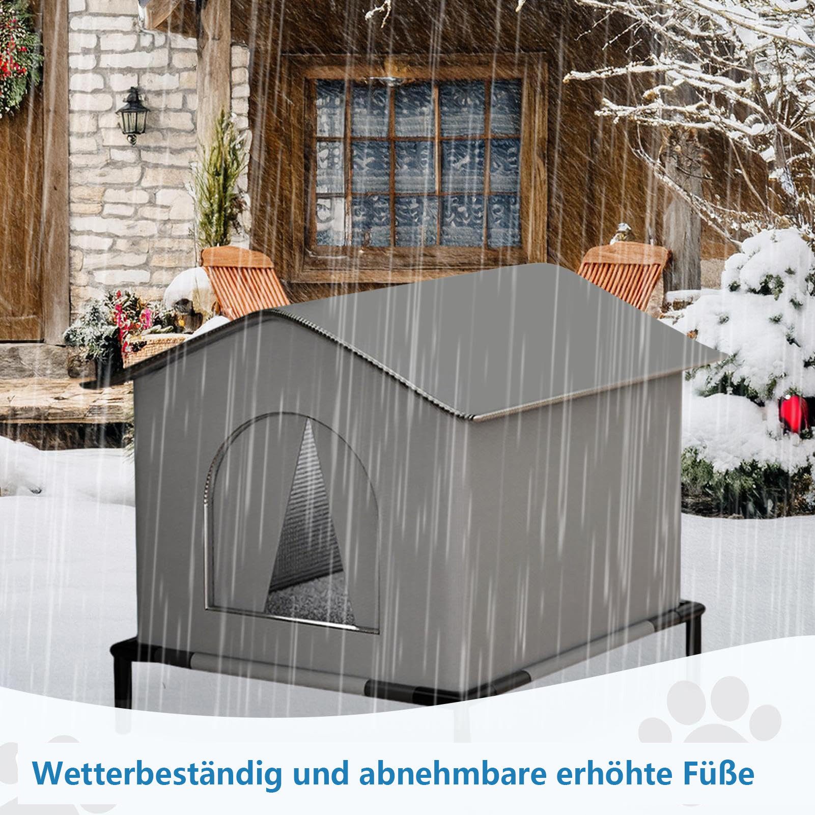 Ledander Tierhaus Katzenhaus Für Draußen Winterfest Wetterfester Haustierhaus Tierbett, Hundehaus,einfach aufzubauen, mit erhöhtem Boden für Schutz
