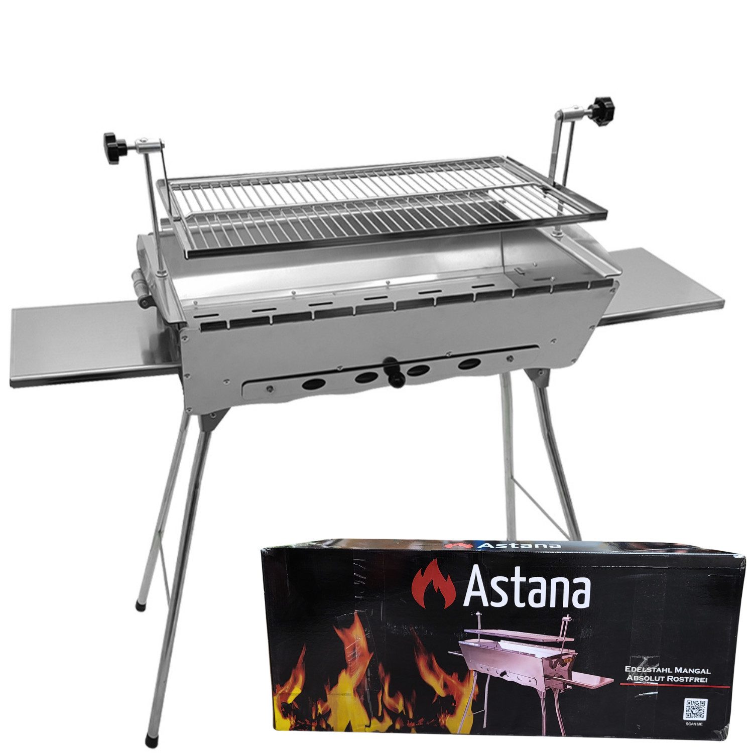 Grillpeter Holzkohlegrill Mangal Edelstahl Astana 2mm rostfrei Schaschlik