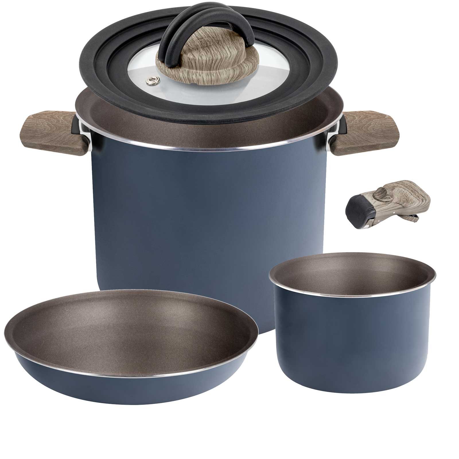 BRUNNER Topf-Set BRUNNER Camping Topfset TORRALTA Vacublock Leicht, Stapelbar, Alu, (4-tlg)