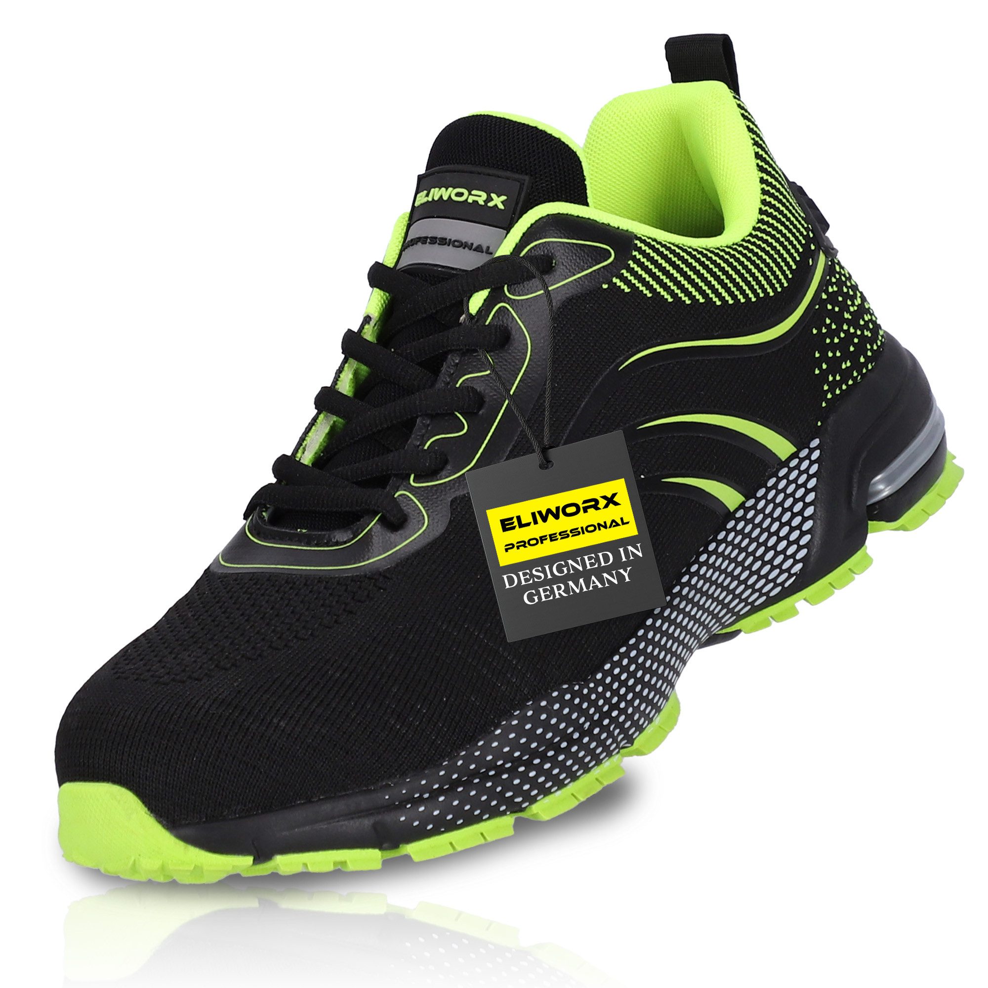 ELIWORX S1 PL Schuh mit Stahlkappe, Atmungsaktives Mesh - Arbeitsschuhe Herren Sicherheitsschuh Durchtrittsichere Zwischensohle aus Kevlar, besonders rutschhemmend