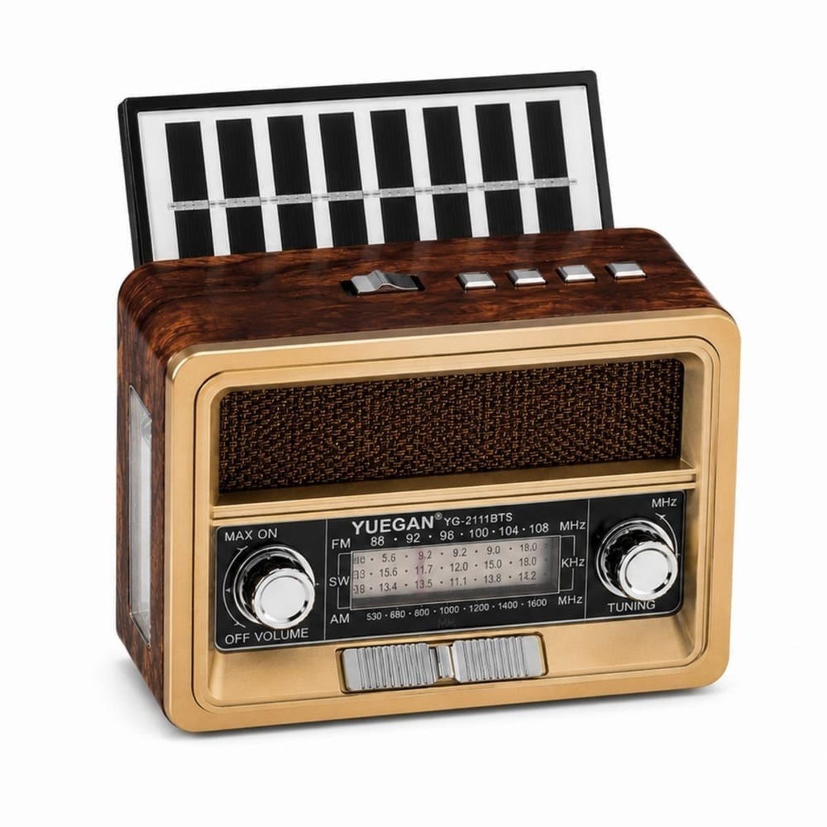Wisam Ecobox Retro Tragbares Solarradio Braun YG-2111BTS