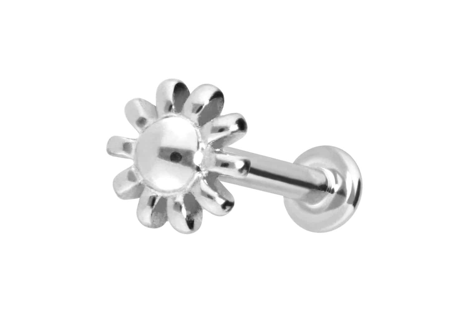 Piercing-Set 14 Karat Gold Labret mit Push Fit BLUME