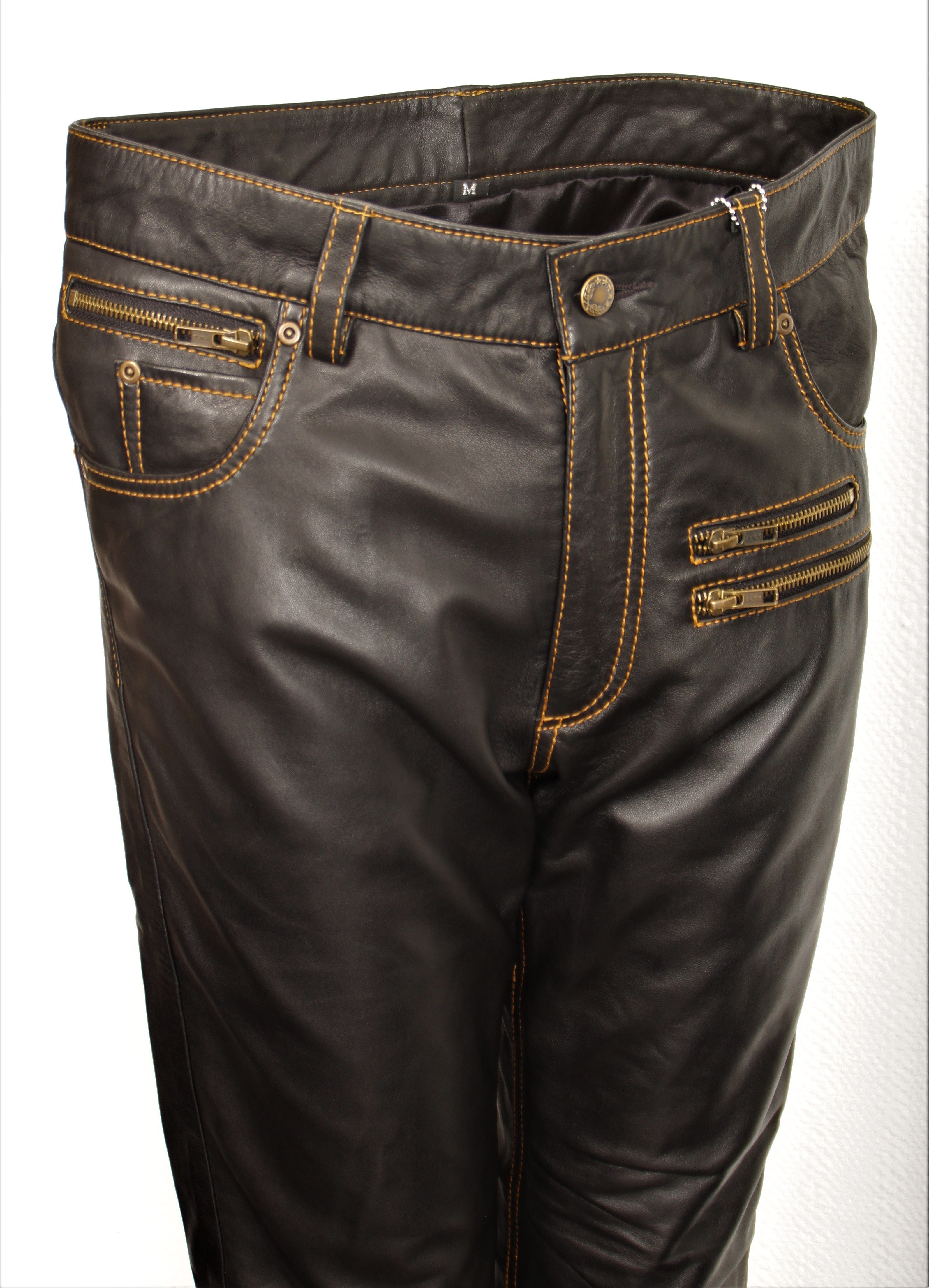 Be Noble Lederhose Texas schwarz Wunderschöne Herren Lederhose mit abgesetzten Nähten im Jeansstyle