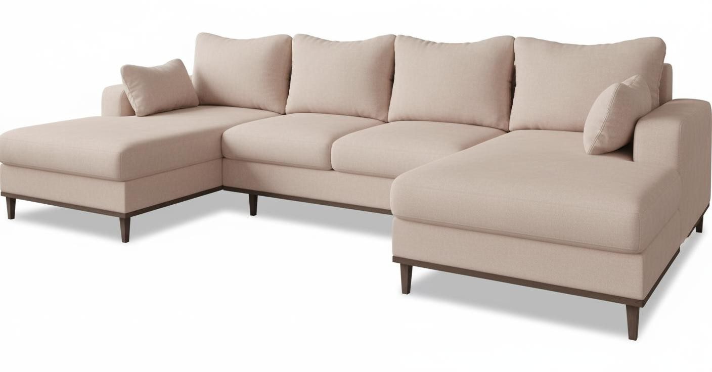 Xlmoebel Wohnlandschaft Beiges U-förmiges Stoffsofa für ein luxuriöses Wohnzimmer, 1 Teile, Made in Europa