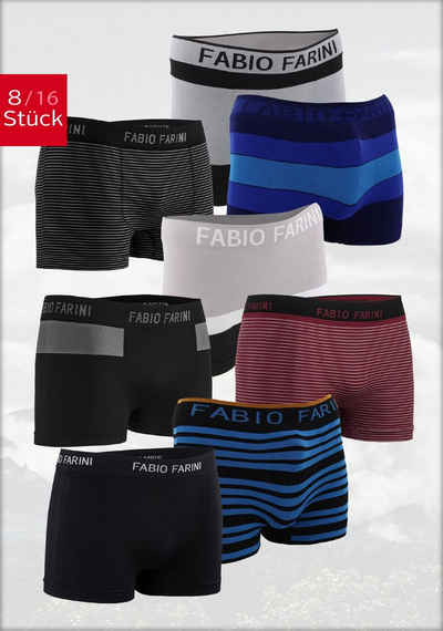 Fabio Farini Boxershorts »Herren Retroshorts - Mehrpack aus weicher Microfaser« (8 St) im sportlichen Look mit Logo-Bund, zufällig ausgewählte Farben