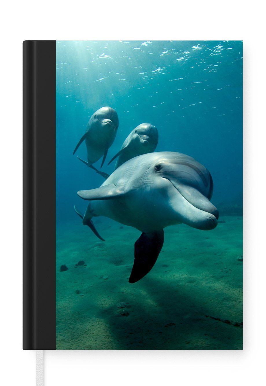 MuchoWow Notizbuch Wasser - Delphin - Blau, Journal, Merkzettel, Tagebuch, Notizheft, A5, 98 Seiten, Haushaltsbuch