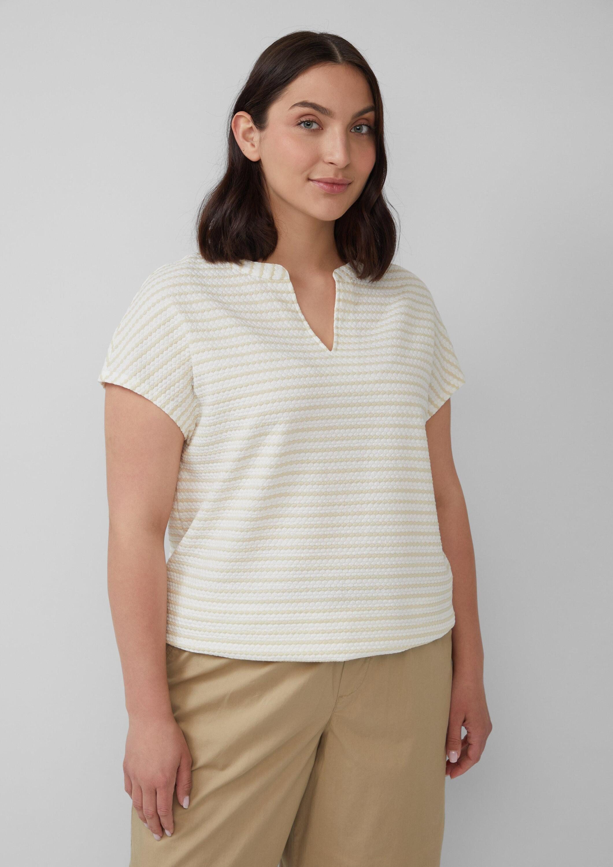 s.Oliver Muskelshirt T-Shirt Strukturiertes T-Shirt im O-Shape