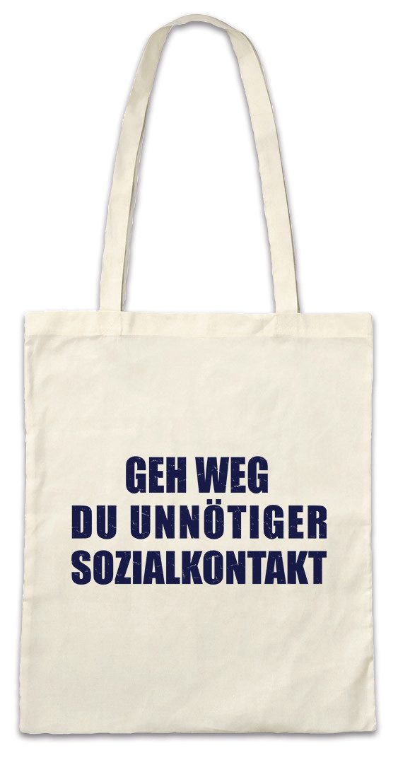Beuteltasche Geh Weg Du Unnötiger Sozialkontakt Stofftasche Menschenfeind Fun