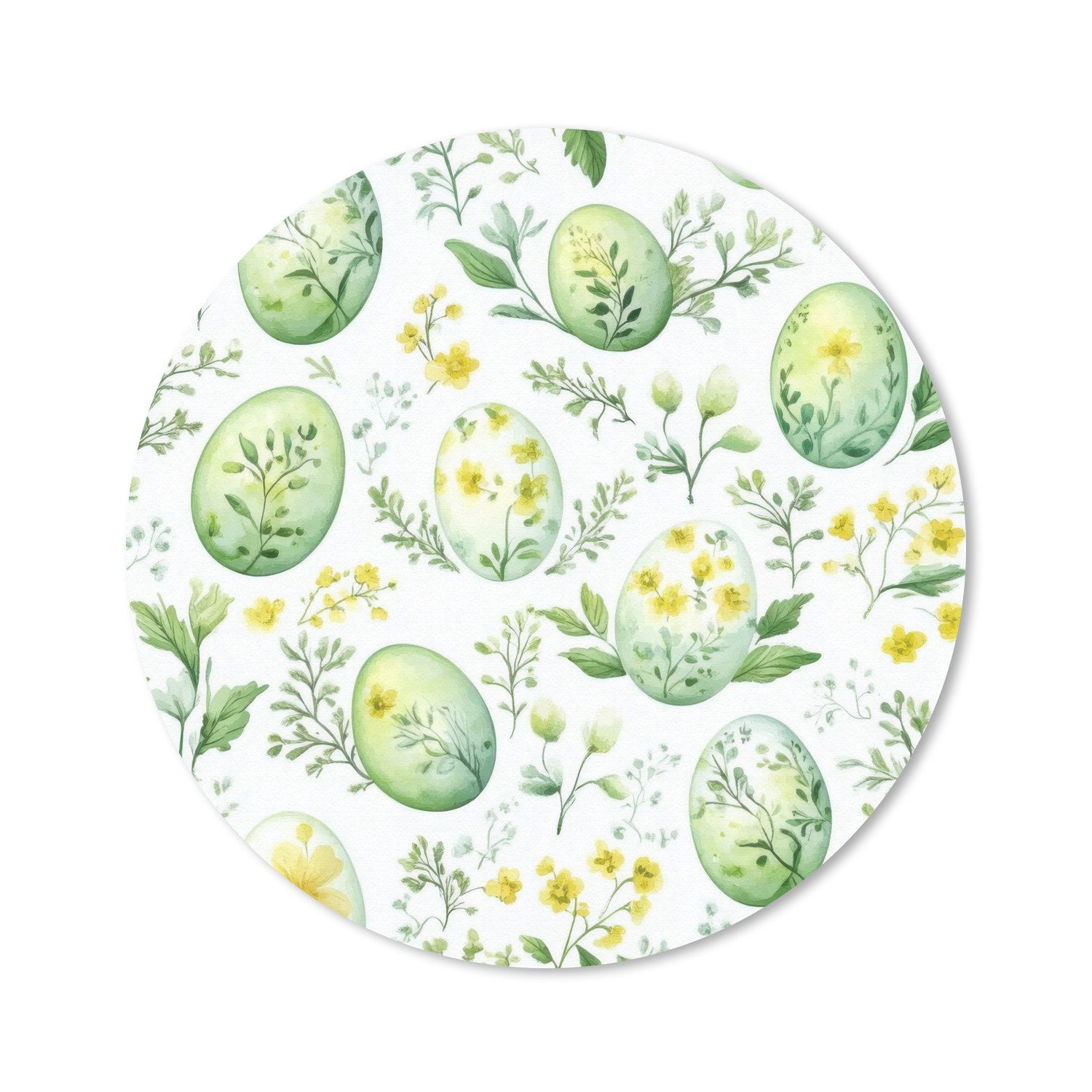MuchoWow Mauspad Muster - Grün - Eier (1-St), Mousepad mit Rutschfester Unterseite, Gaming, Rund, 30x30 cm