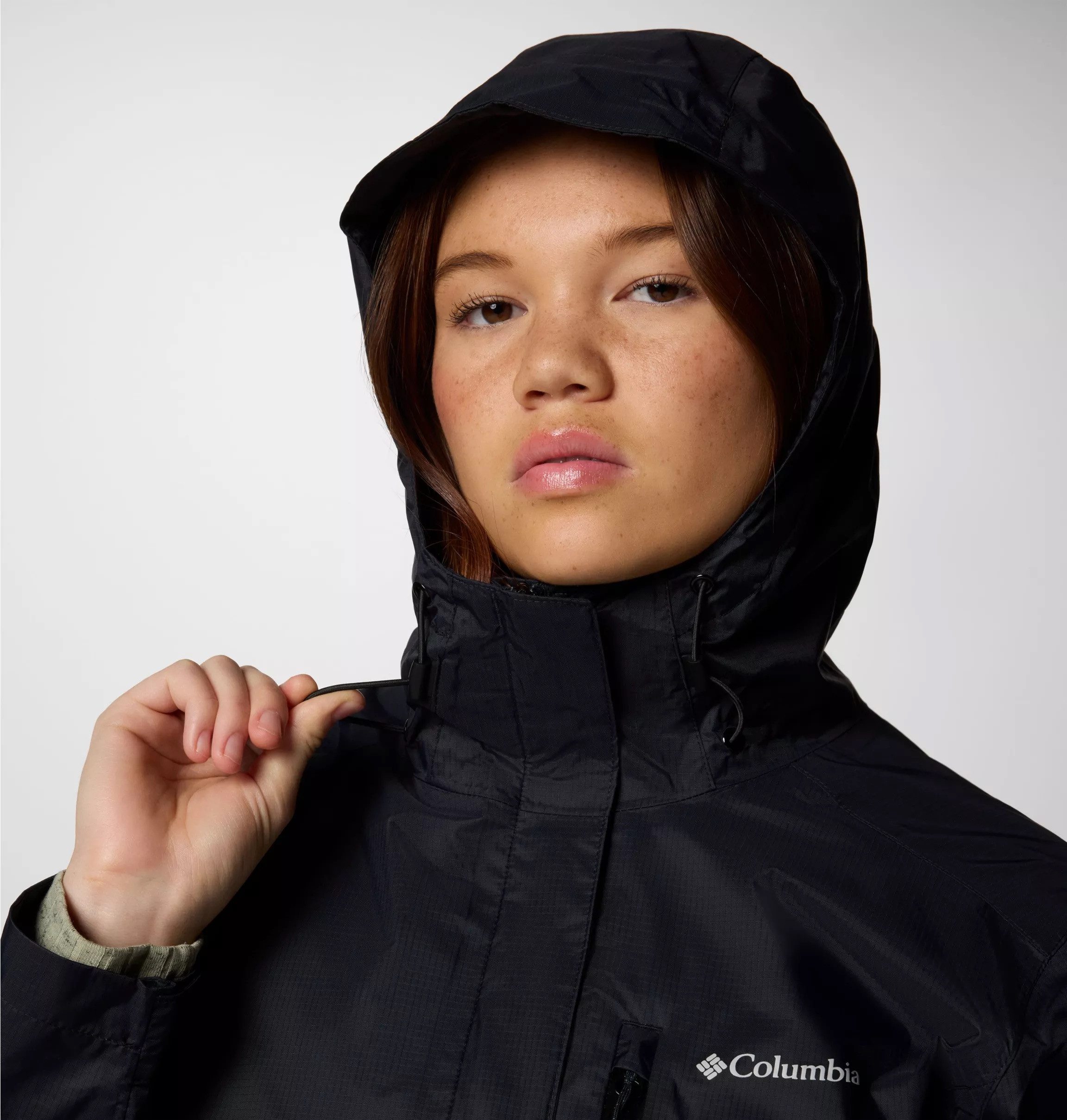 Columbia Regenjacke Pouring Adventure III Jacket mit per Gummizug verstellbarer Kapuze, wasserdicht, winddicht