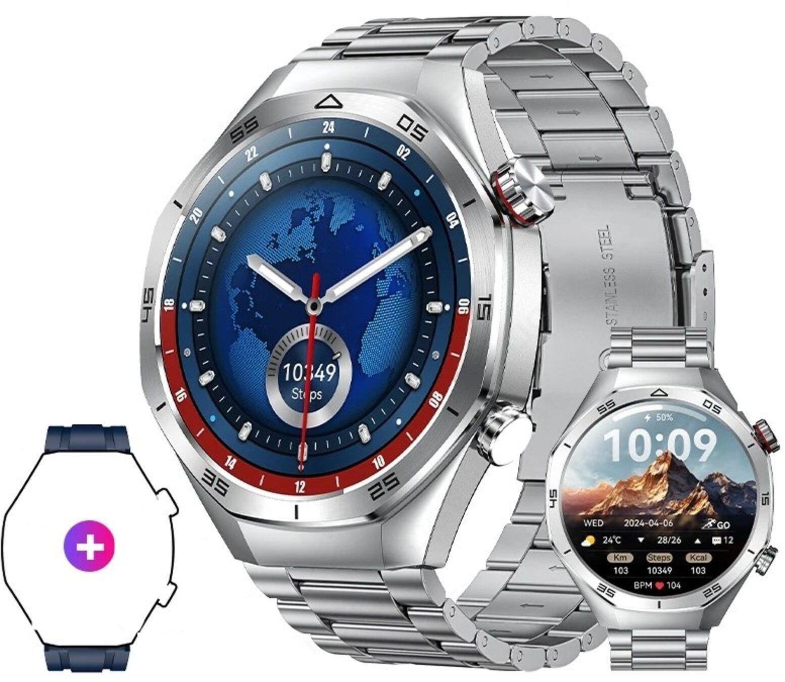 Nagham Ghazal Aswad Smartwatch Bluetooth Anruf Sport Schlaf Überwachung 1,52 Zoll Wecker Smartwatch (1.52 Zoll)