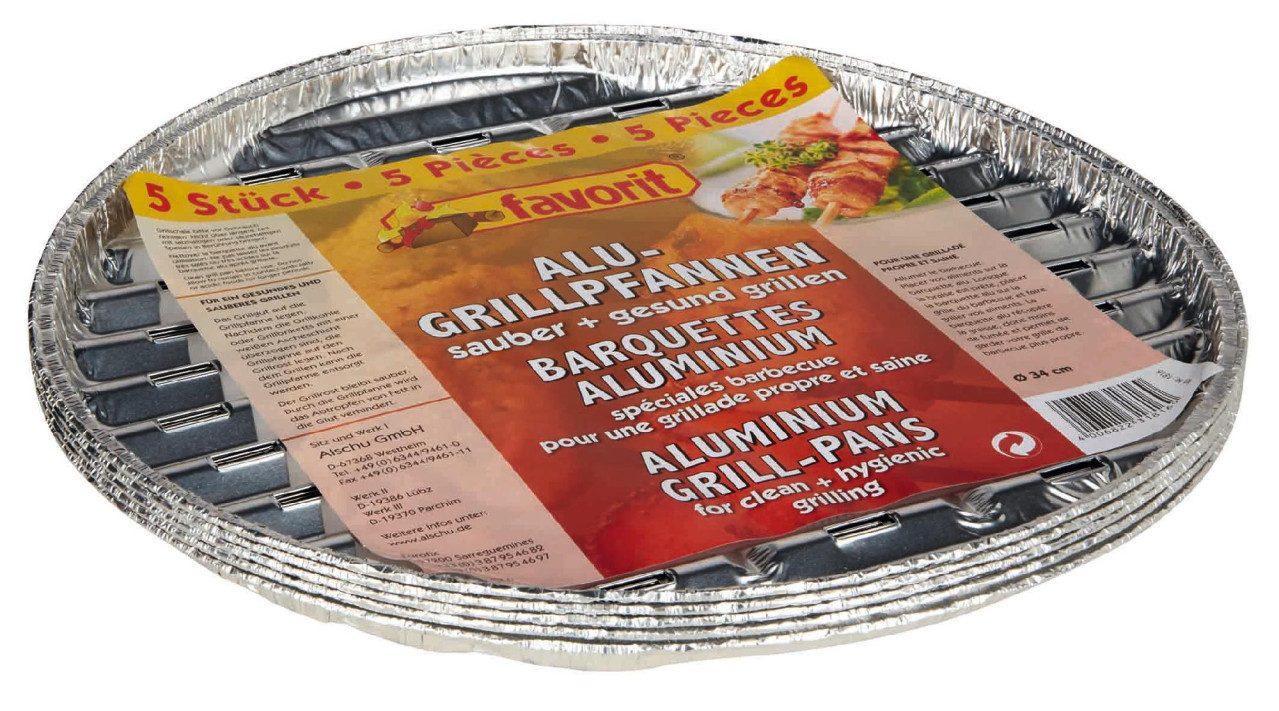Grillrosteinsatz Favorit Alu-Grillpfanne rund 5 Stück