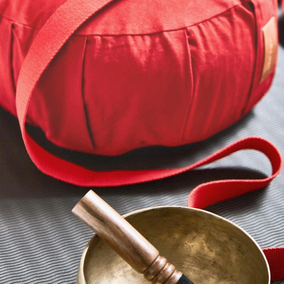 GORILLA SPORTS Bodenkissen Yogakissen - Rund, Meditationskissen, 100%Baumwolle, Sitzhöhe 18cm Rot