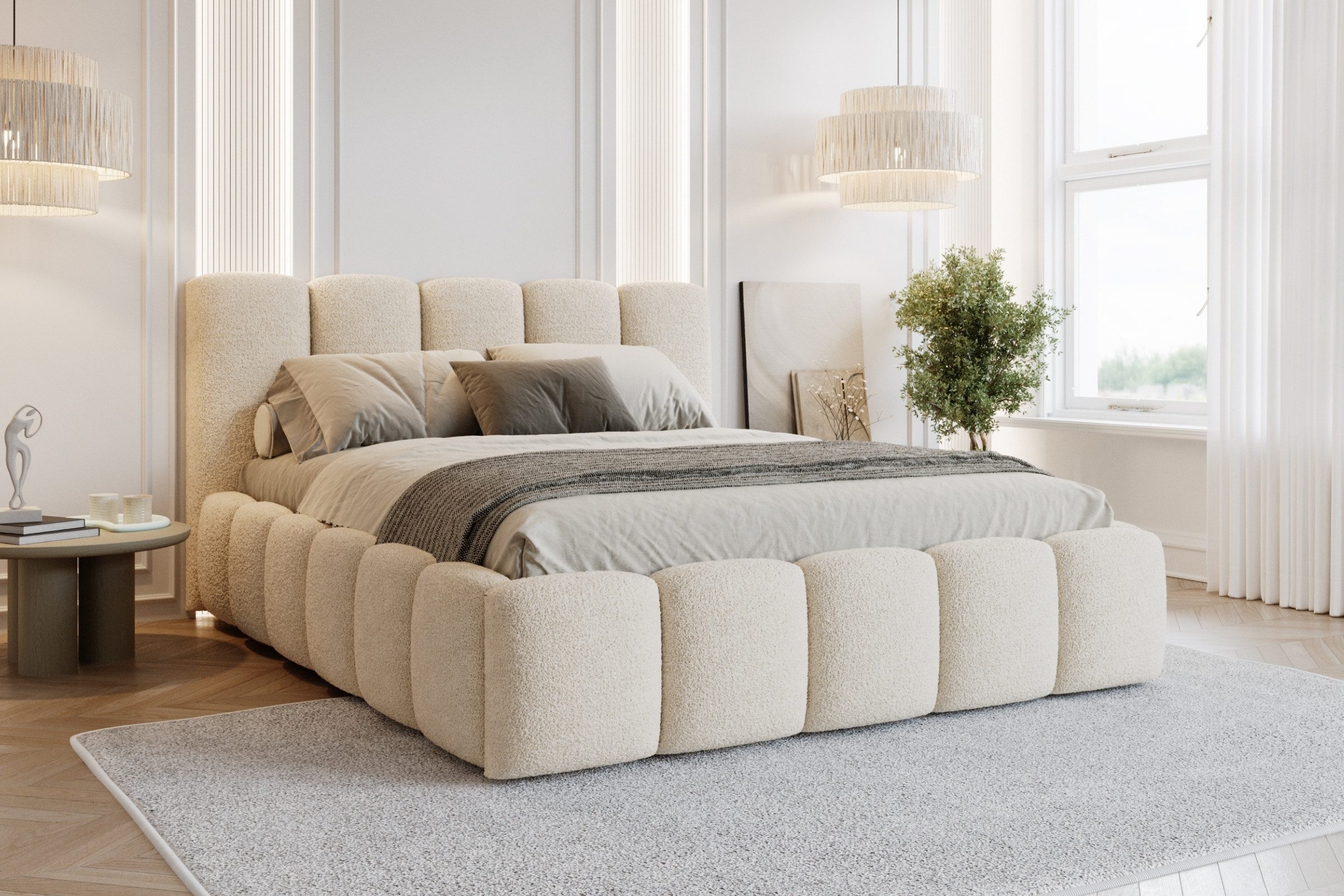 Deine Möbel 24 Polsterbett VIVIAN Bett Komplettbett Bouclé mit Bettkasten u günstig online kaufen
