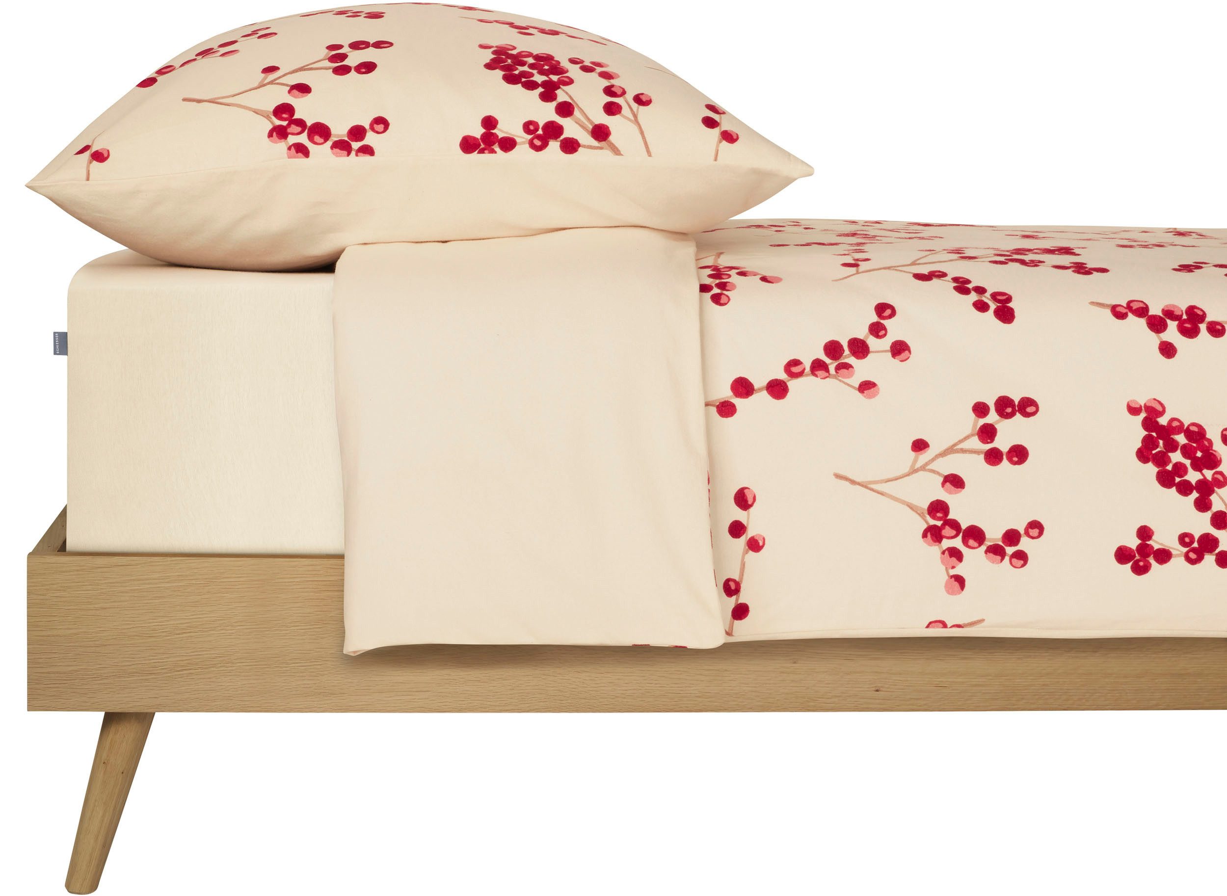 Schiesser Wendebettwäsche Rowan aus weicher Baumwolle in wunderschönem Beerenprint, Feinbiber, 2 teilig, Made in Green