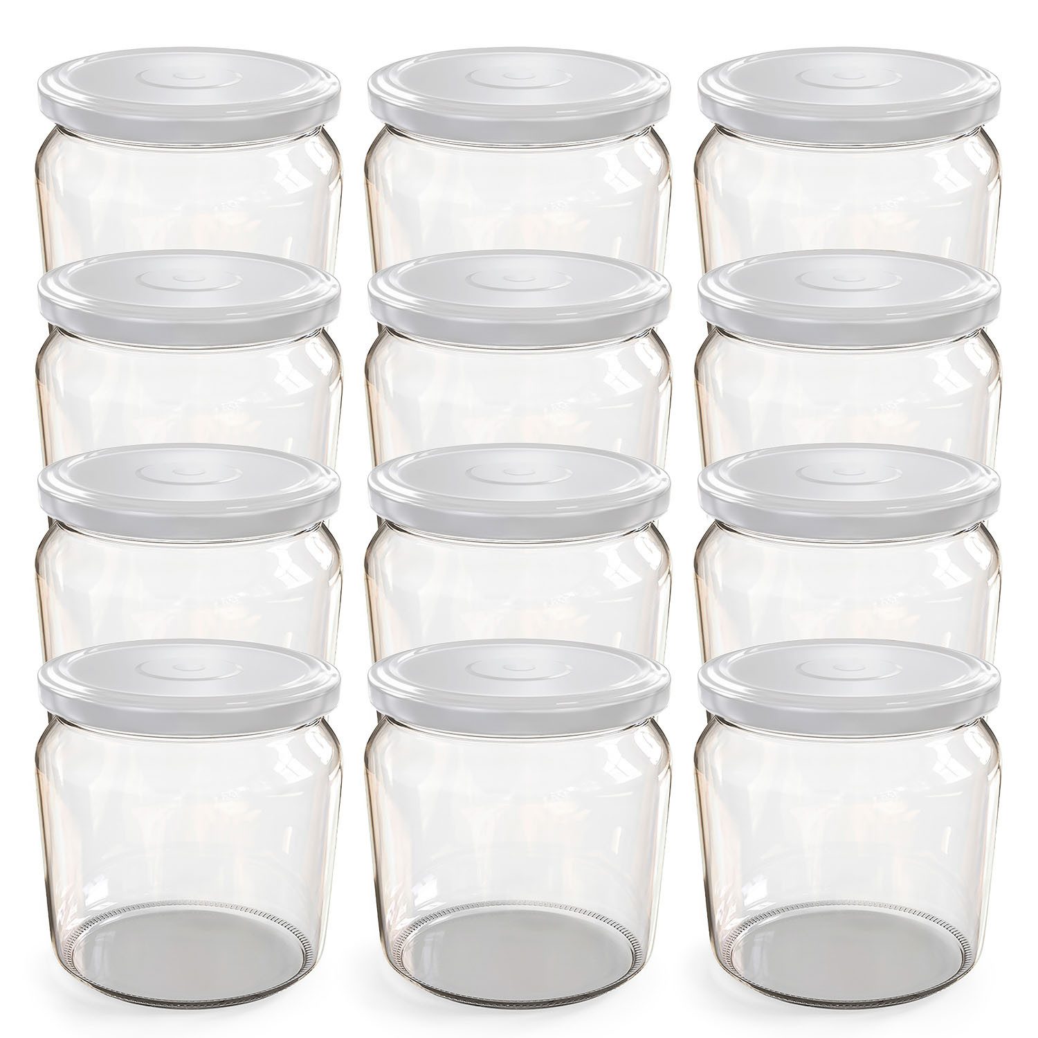 Oputec Einmachglas 12x 360ml Einmachgläser mit Schraubdeckel TO 82 Weiß Marmeladengläser