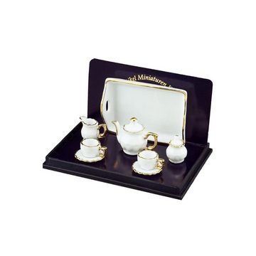 Reutter Porzellan Dekofigur 001.348/6 - Teeset Baronesse "Weiß/Goldrand", Miniatur