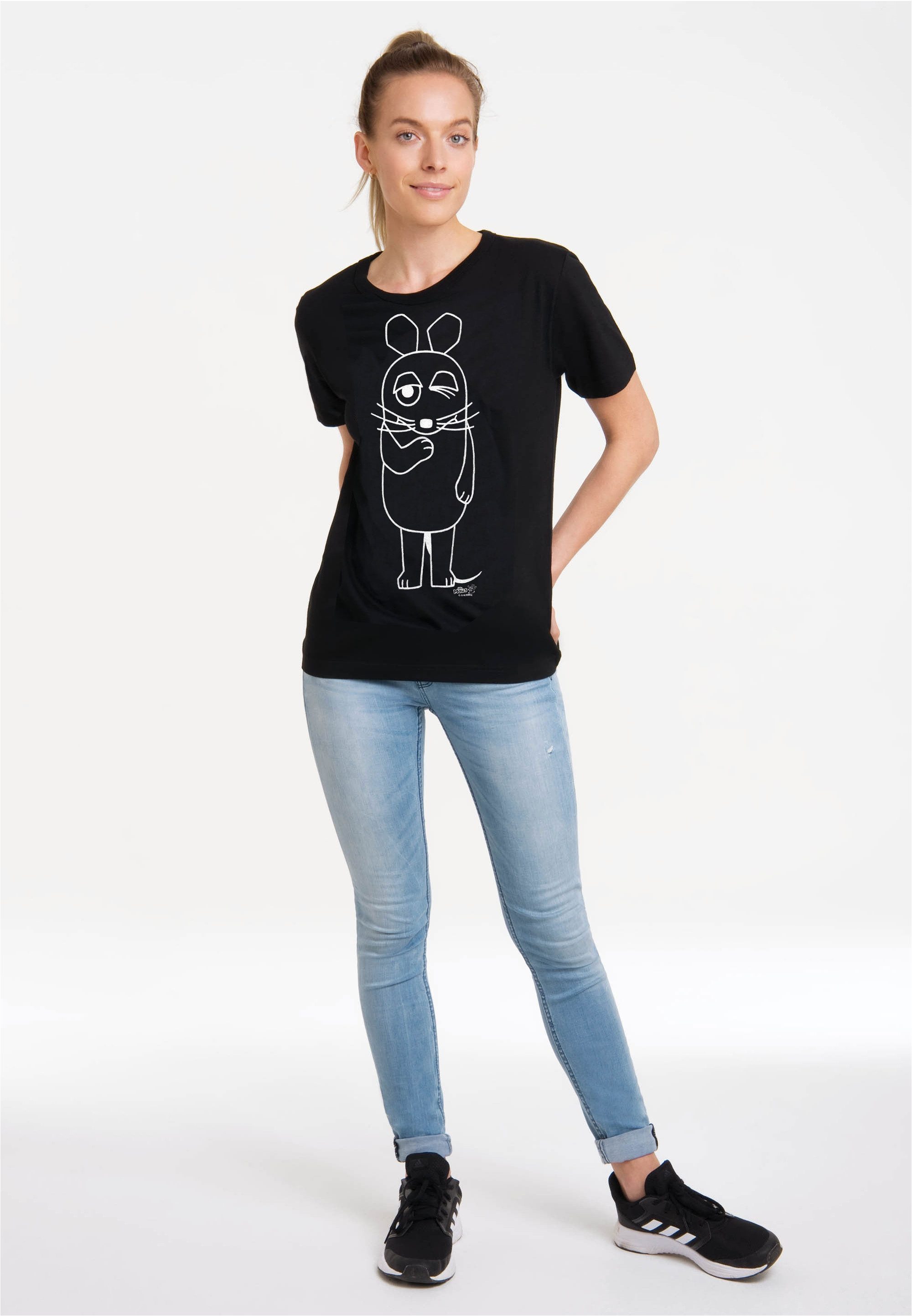 LOGOSHIRT T-Shirt Maus - Outline mit coolem Print
