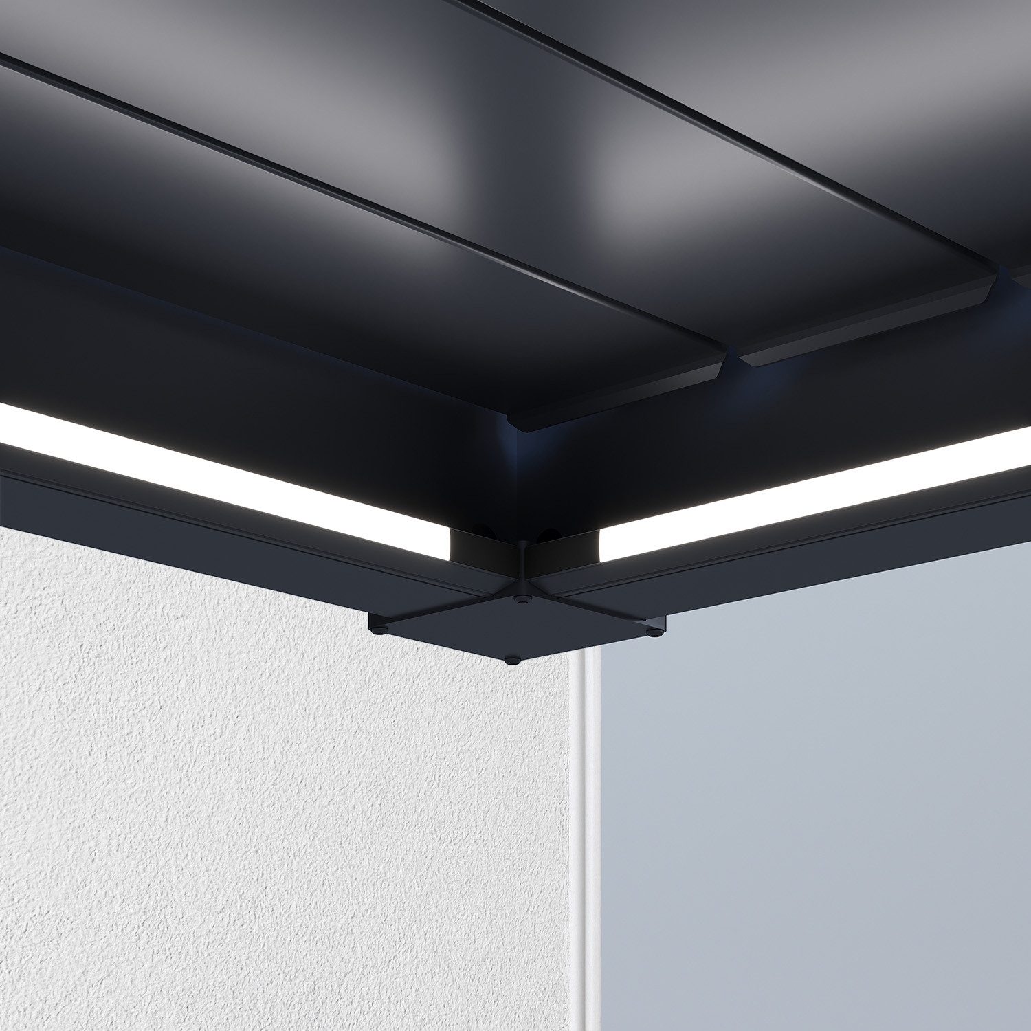 Weide Pergola LED Beleuchtung Kit für Wand-Pergola Außenbereich Anthrazit, BxTxH: 300x360x1 cm, (Hochwertigstes Aluminium & verzinkte Stahl-Lamellen, Komplettset)