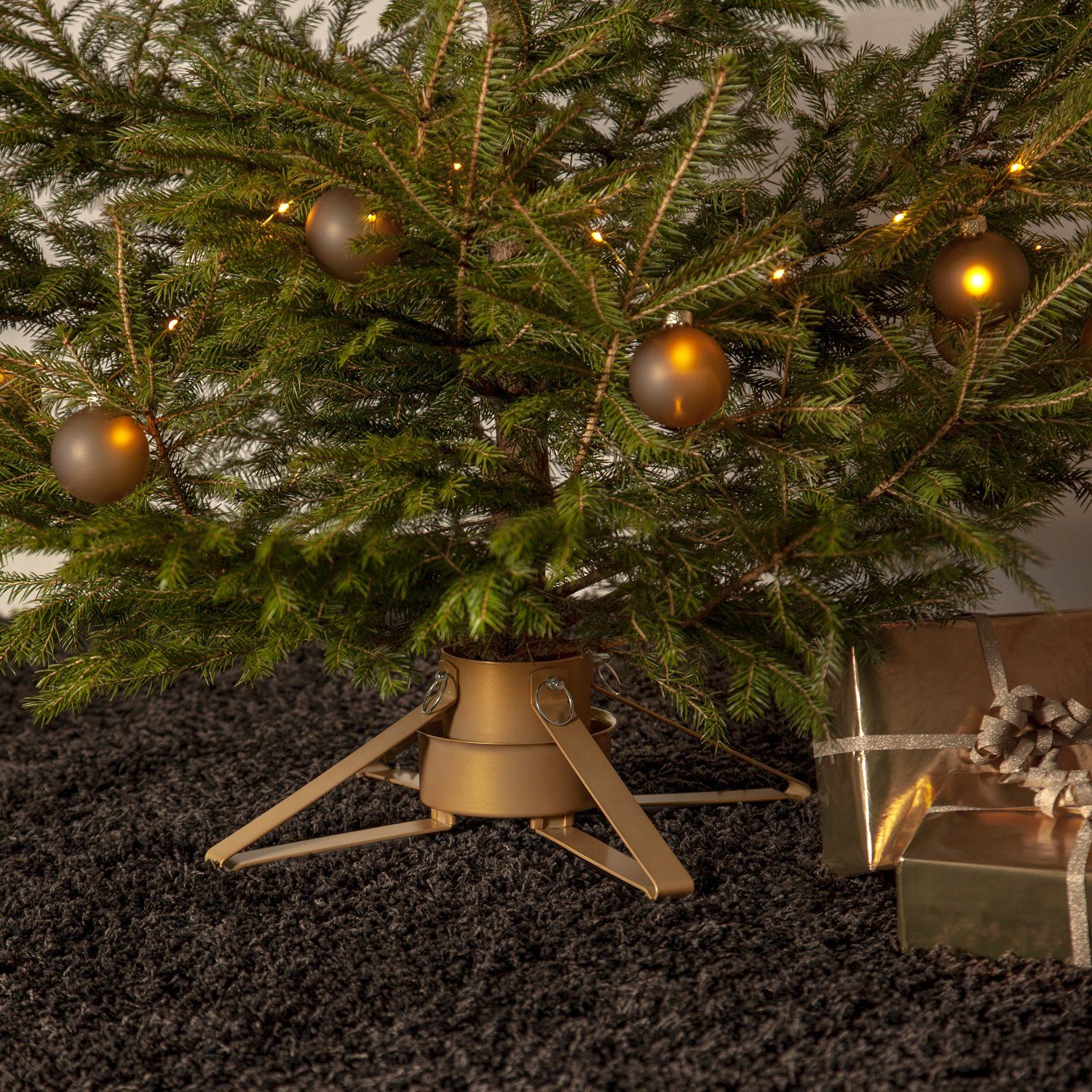 MARELIDA Christbaumständer Weihnachtsbaumständer Baumöhe gold (1-tlg) 0,9l bis 2,6m Wassertank