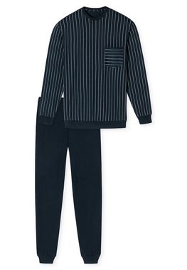 Schiesser Pyjama "Comfort Nightwear" (2 tlg) mit gestreiftem Langarmshirt mit Rundhalsausschnitt