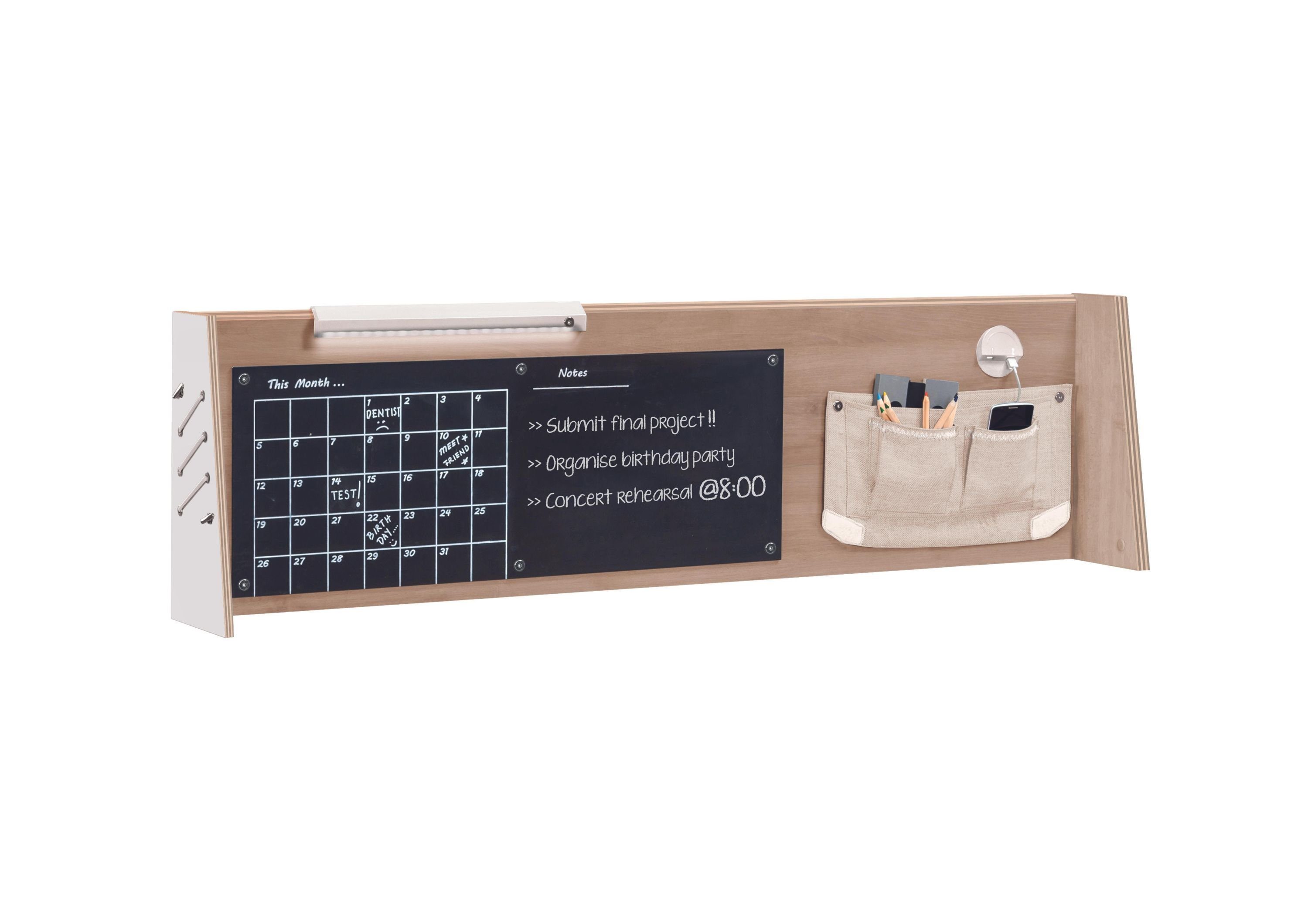 Leselampe, Kinderschreibtisch Cilek mit USB Kalender, Chalk, Kreidetafel