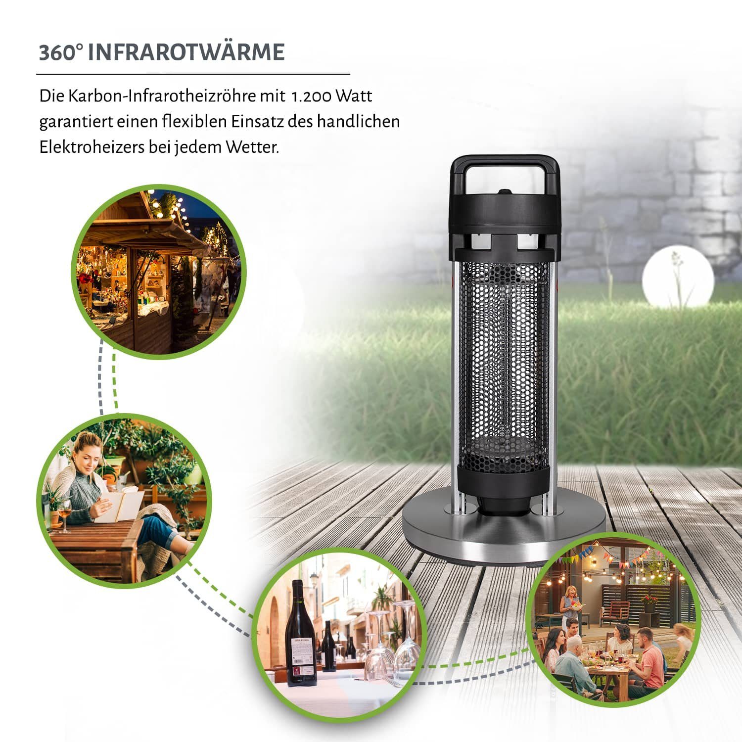 empasa Heizstrahler "HEATY", 1200 W, tragbarer Infrarot Tischheizer