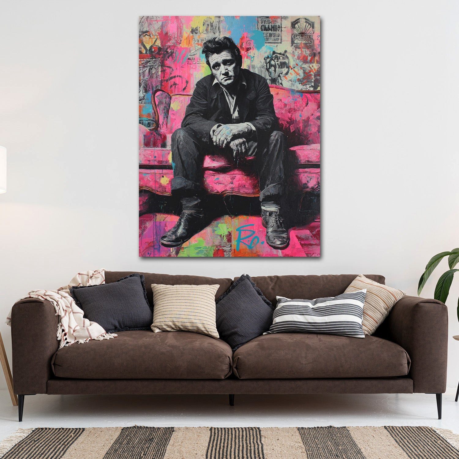 Artedinoi Leinwandbild Musiklegende Johnny Cash Retro Leinwandbild Wandbild Kunstdruck XL Wan, Johnny Cash, Retro-Porträt