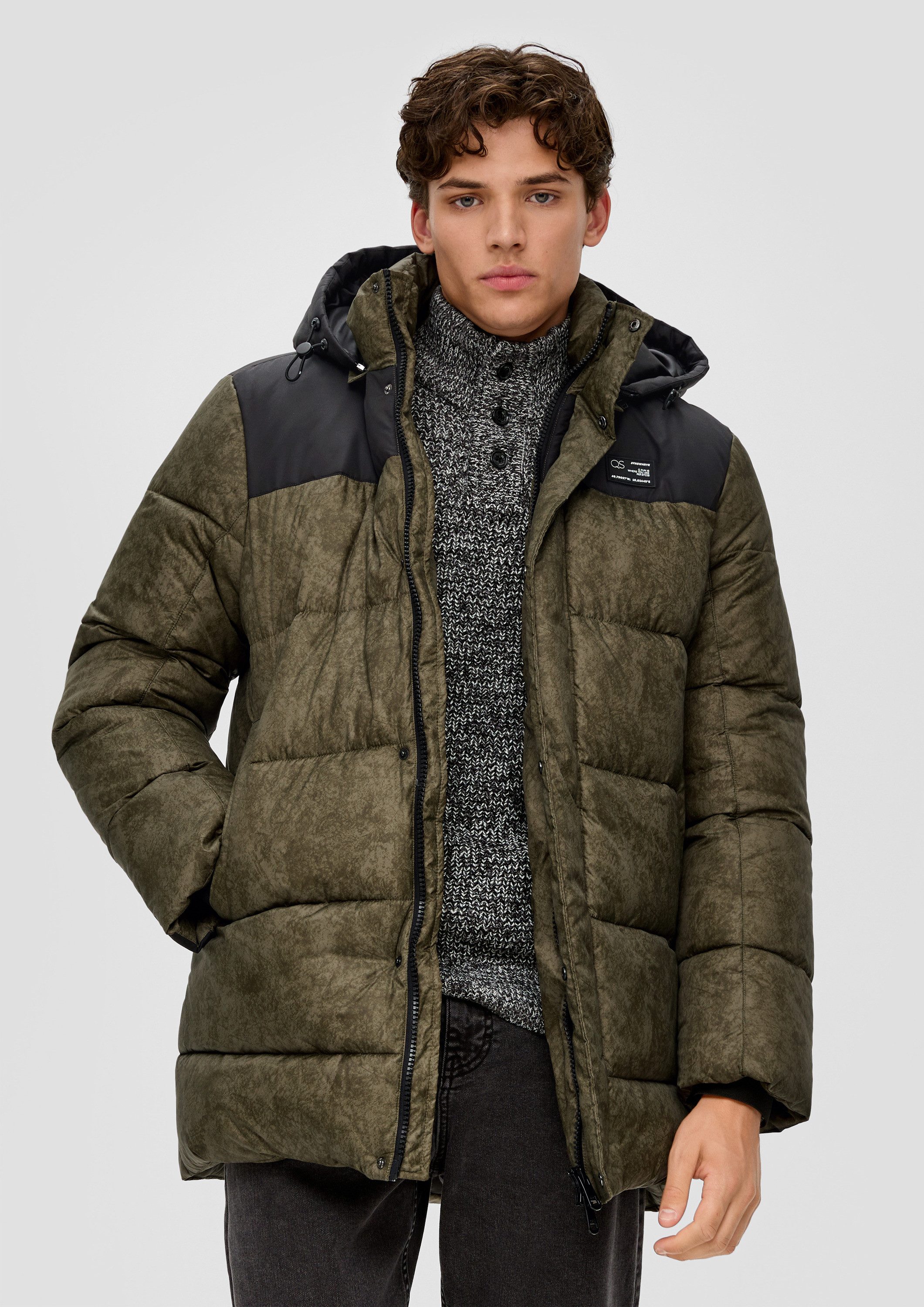 QS Wintermantel Outdoor-Mantel Steppjacke in Colour Blocking-Optik