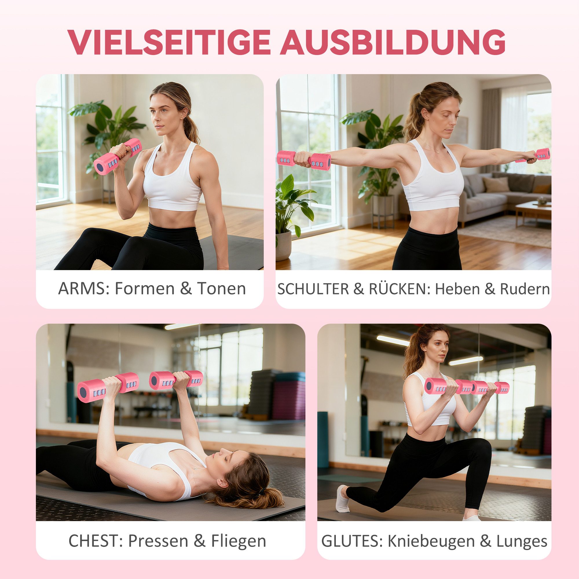 SPORTNOW Hantel 1-2,5 kg, mit rutschfest Griff, (4-in-1 Verstellbare Hanteln, Quadratisch Kurzhantelset), aus Metall, für Zuhause, Fitnessstudio, Krafttraining