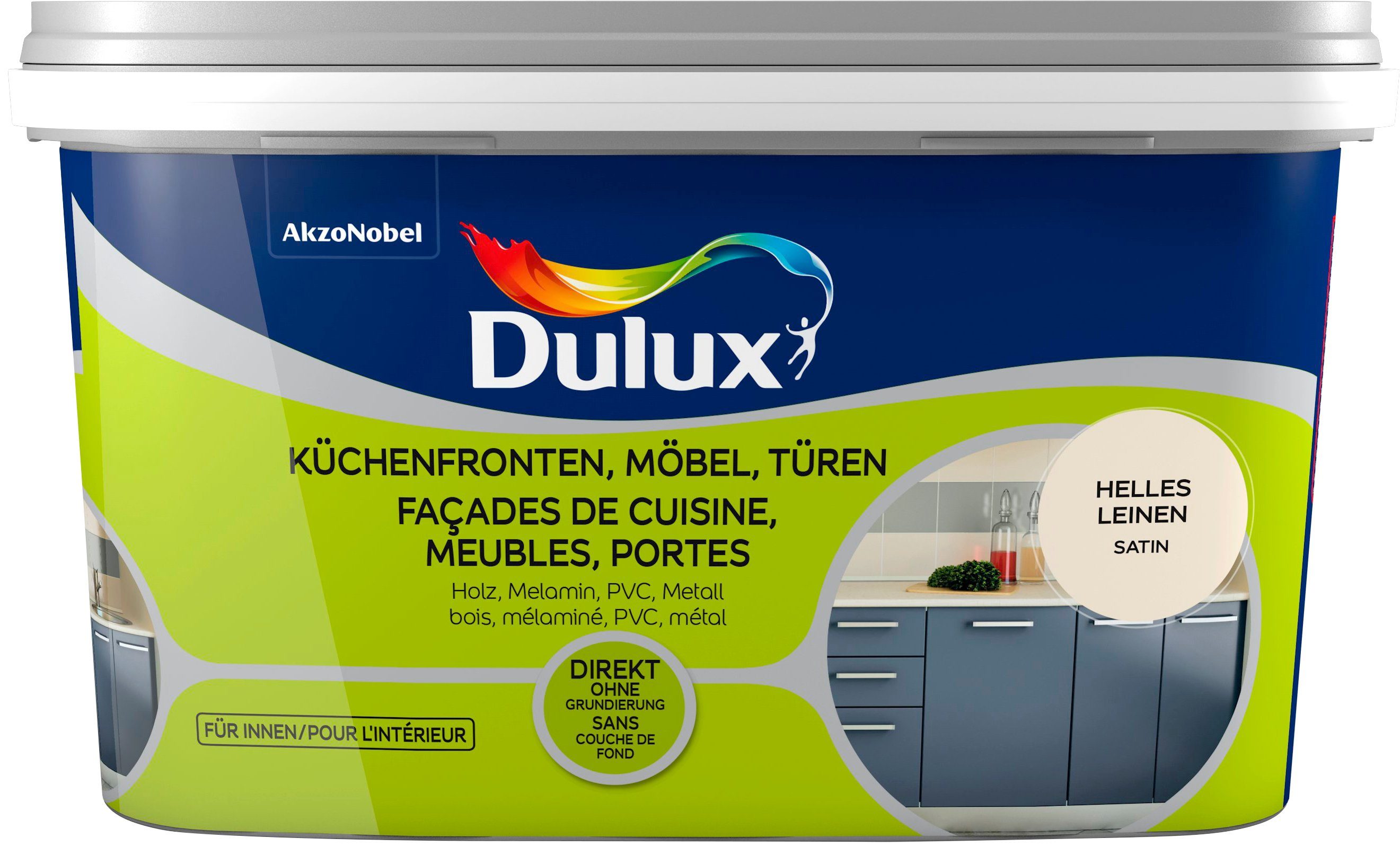 Dulux Holzlack Fresh Up, für Küchen, Möbel und Türen, hell leinen, 2 l