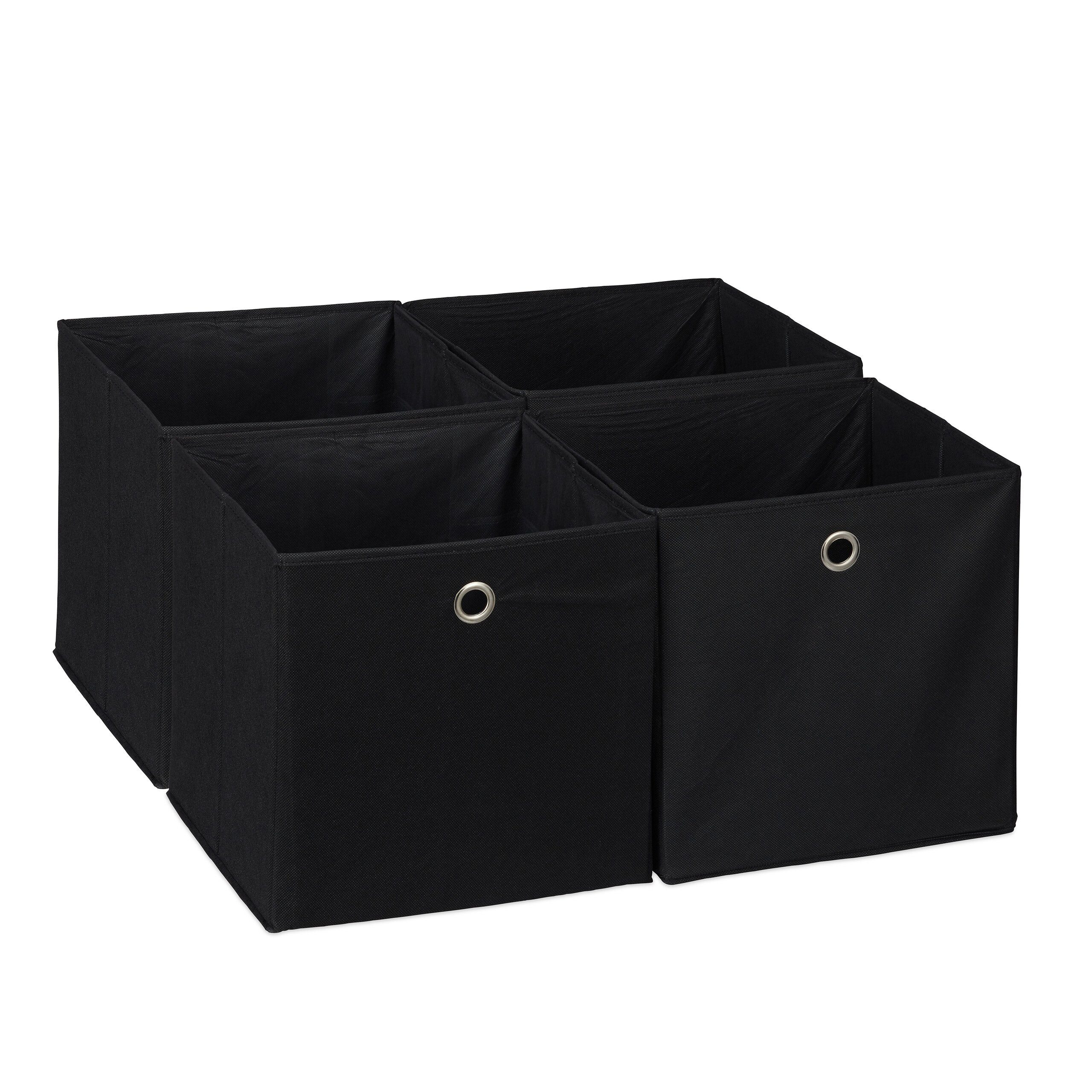 relaxdays Aufbewahrungsbox im 4er Set, Schwarz günstig online kaufen