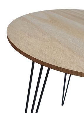 Meinposten Beistelltisch Couchtisch rund Holz Metall Tisch Nachttisch Holztisch Blumenhocker (1-St), Durchmesser: 40 cm Höhe: 45 cm Stärke der Holzplatte: 1 cm