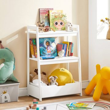 SoBuy Regal KMB31, Kinder Spielzeugregal Kinderregal mit 2 Ablagen und Einer Schublade Bücherregal Spielzeugtruhe Spielzeugkiste Aufbewahrungsregal für Kinder Weiß