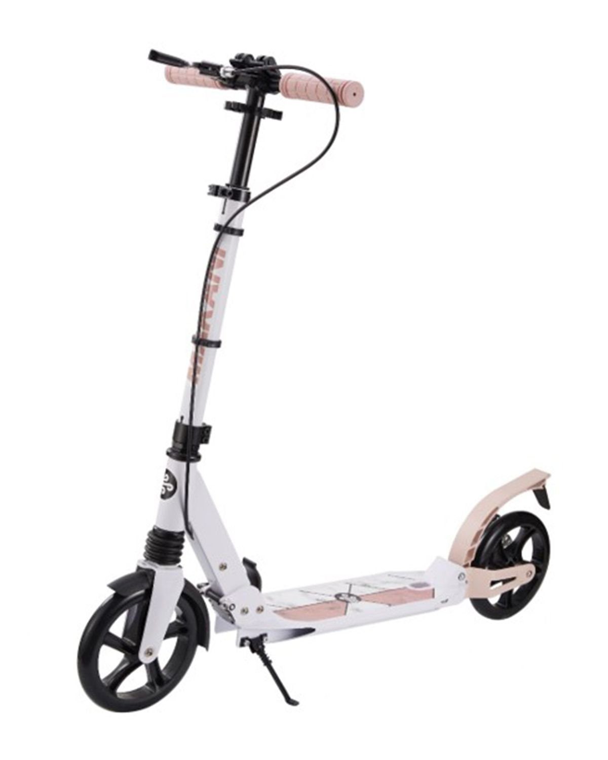 Makani Cityroller Scooter Lunox klappbar, Seitenständer, Handbremse, ABEC7-Lager, Aluminium rosa