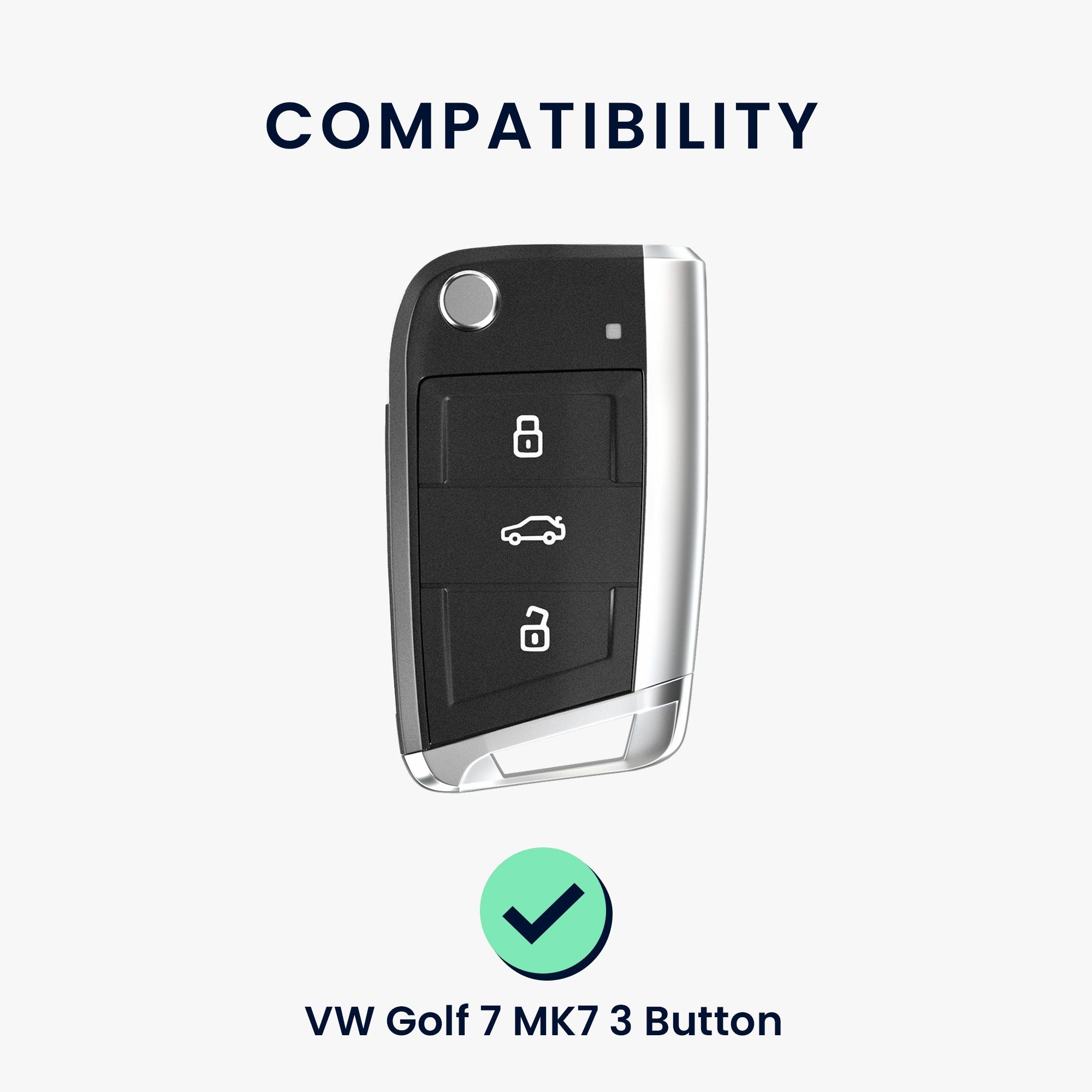 Schlüsseltasche Case Golf für Cover Autoschlüssel VW Hülle Schlüsselhülle Weiß kwmobile 7 MK7, Schlüssel