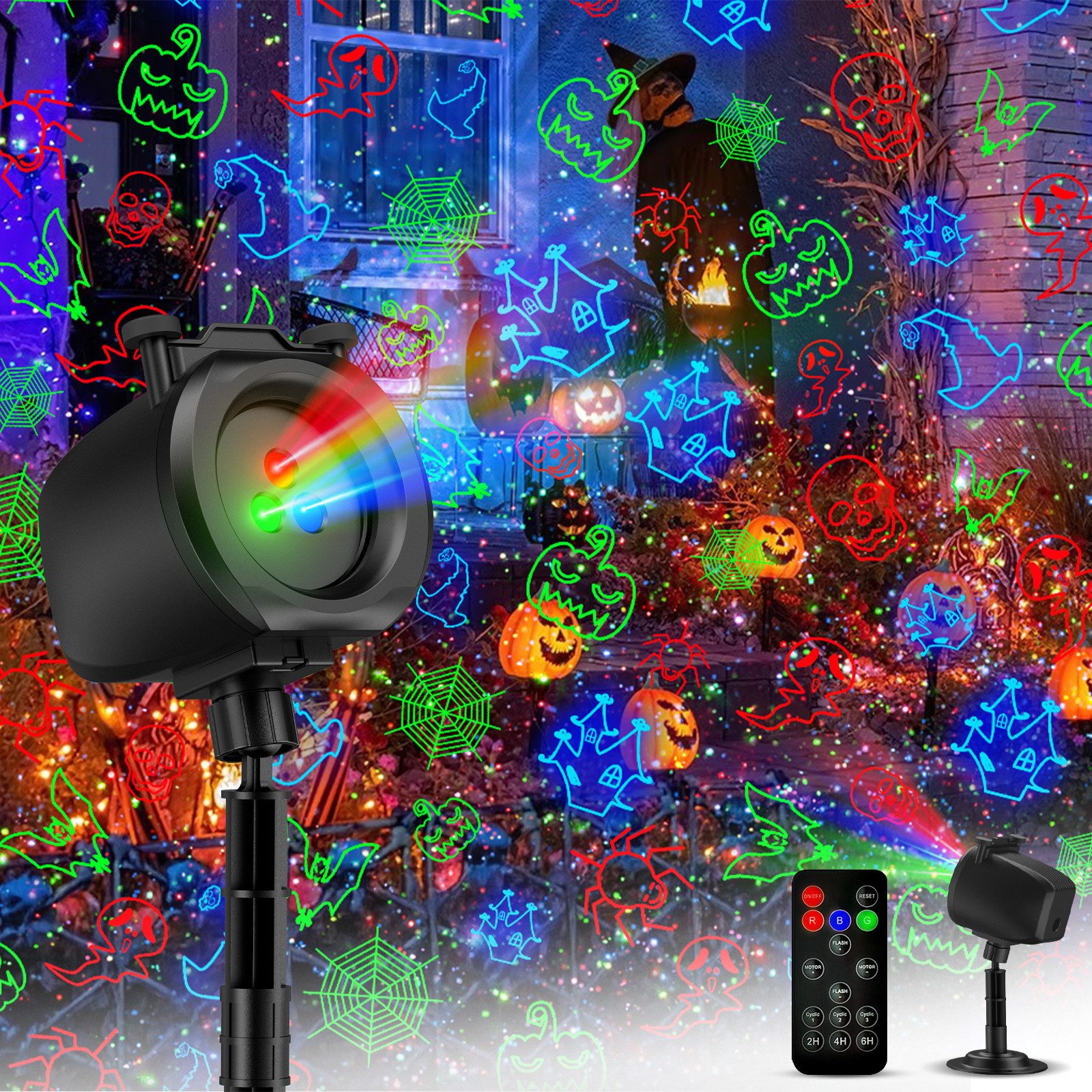 Fanttik Projektionslampe LED Projektionslampe, wasserdicht Outdoor Gartenprojektor, LED fest integriert, KaltweiB, Эко-товар