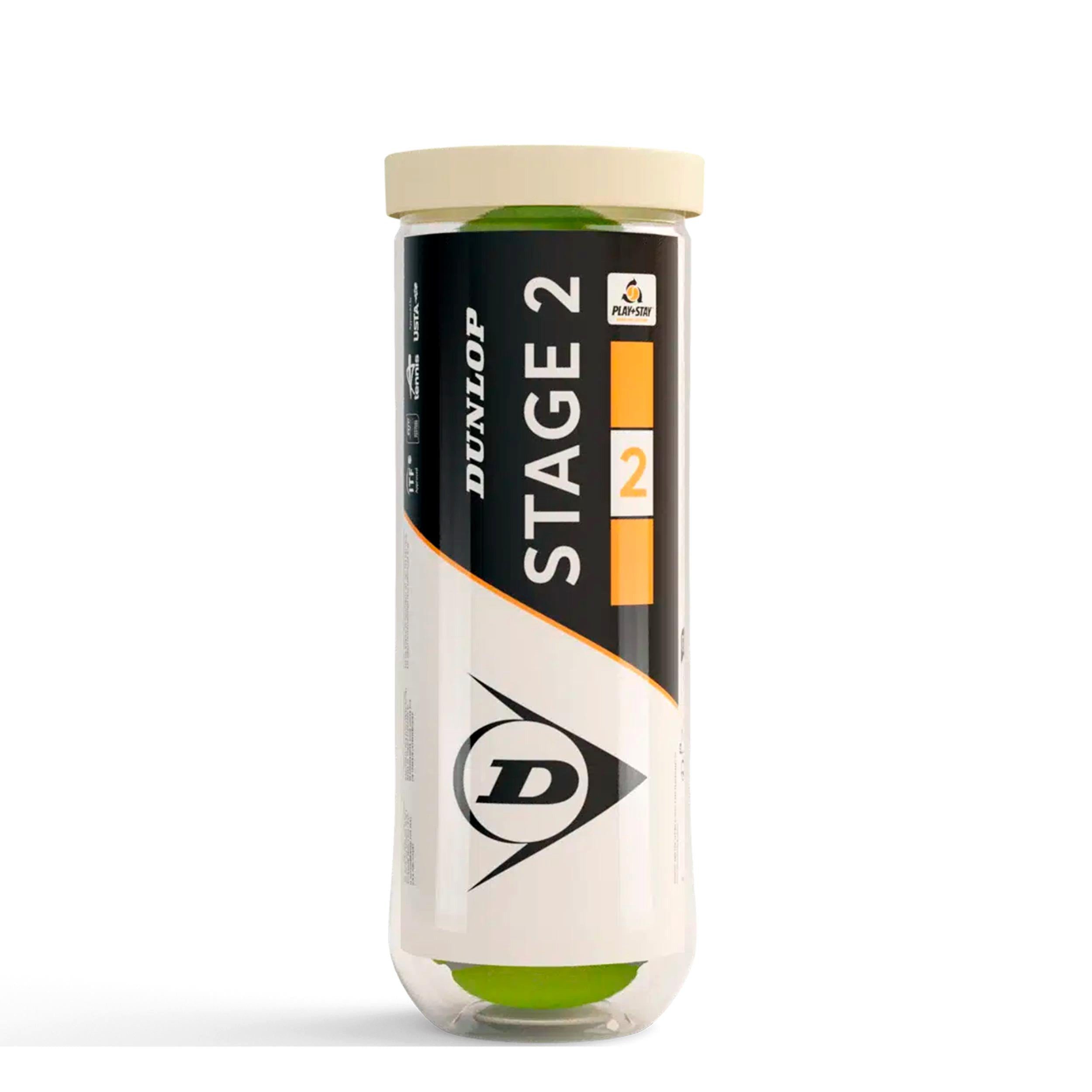 Dunlop Tennisball DTB Stage 2 - 3 Tennisbälle - Play and Stay Ball - (3er Dose)