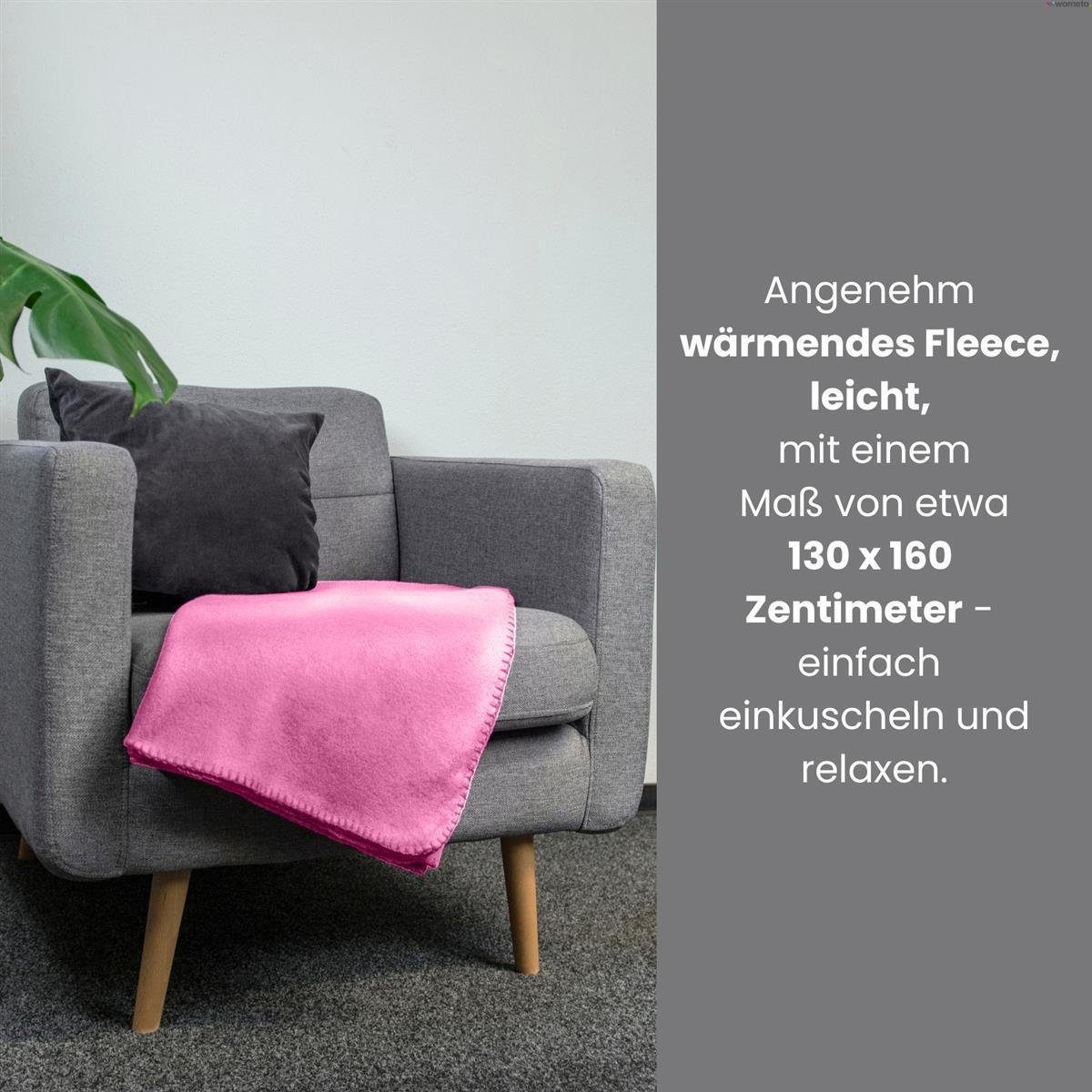 Kettel-Einfassung Set Fleecedecken) wometo, (3er mit Anti-Pilling Polar-Fleece, & rosa Wohndecke