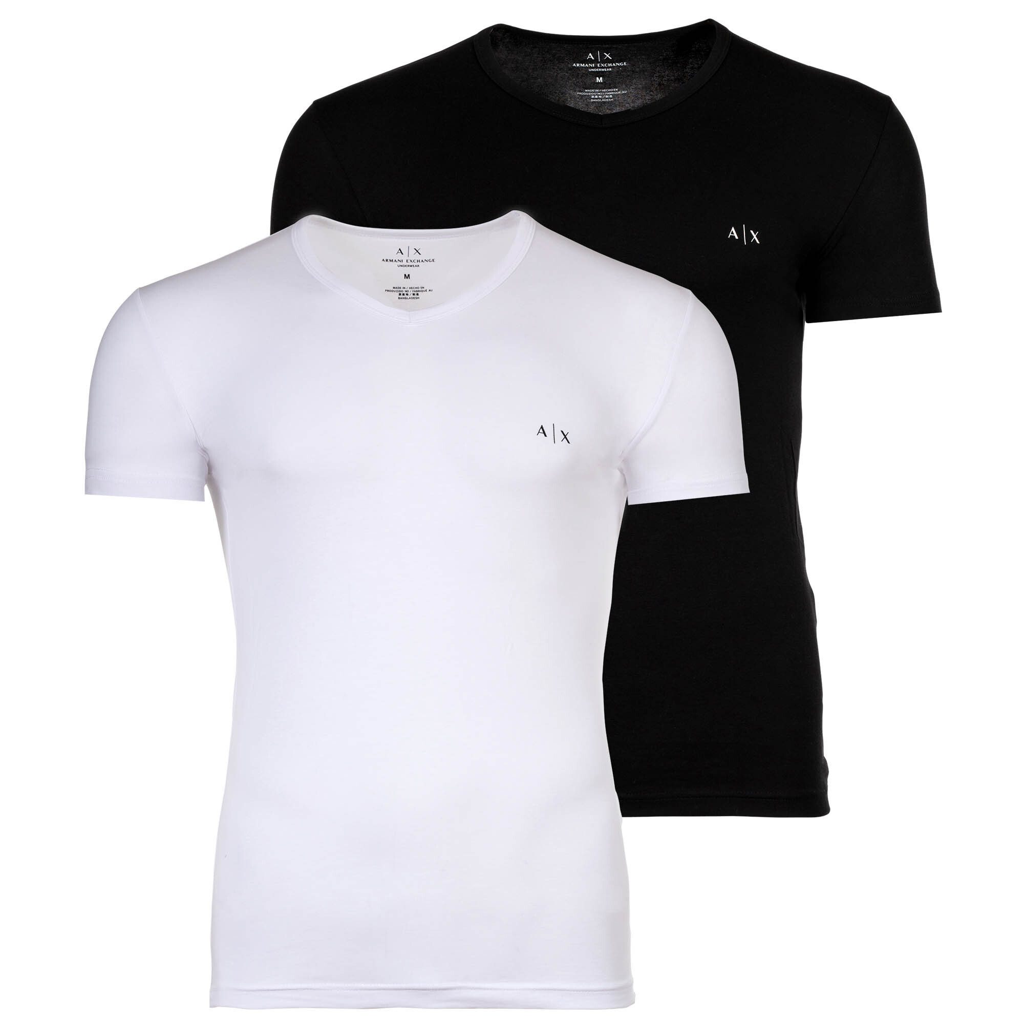 ARMANI EXCHANGE T-Shirt Herren T-Shirt, 2er Pack- V-Neck, Kurzarm, Logo