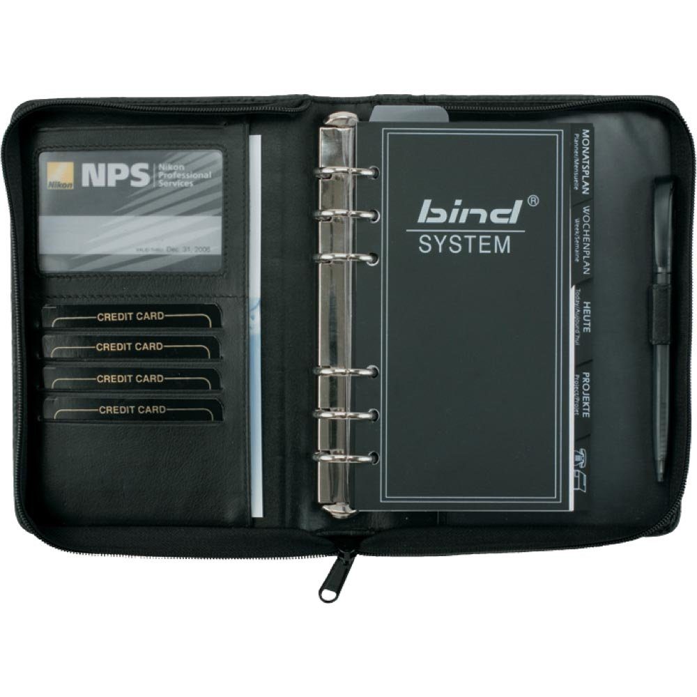 BIND Ringbuchkalender 1 Systemplaner Leder Manager-Planer A6 ohne Kalender schwarz