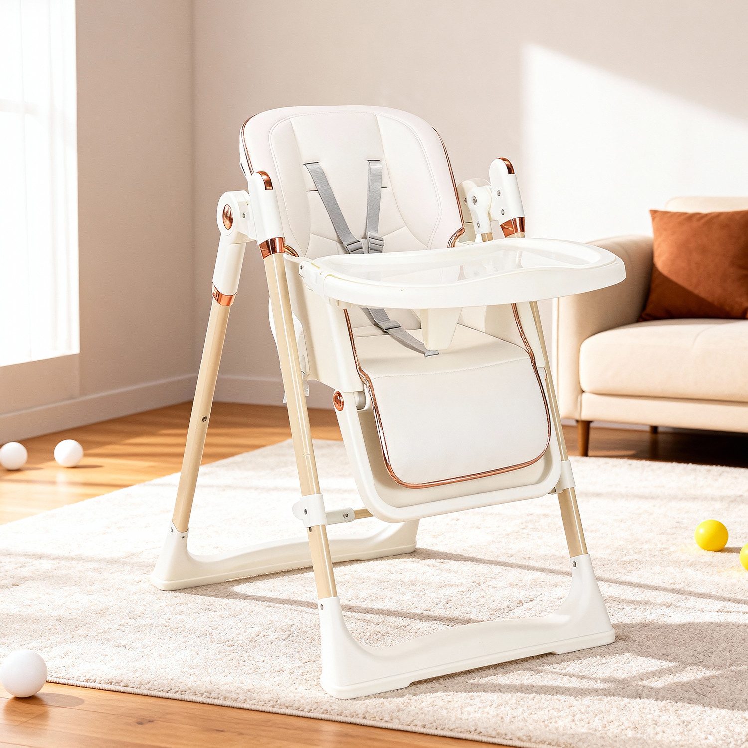 oyajia Hochstuhl Kinderstuhl Stuhl Baby Kinderstuhl Klappbar mit Esstablett (Baby & Kinder Hochstuhl Babyliege Höhenverstellbar, Räder Klappbar), mit Liegefunktion 0-36 Monate