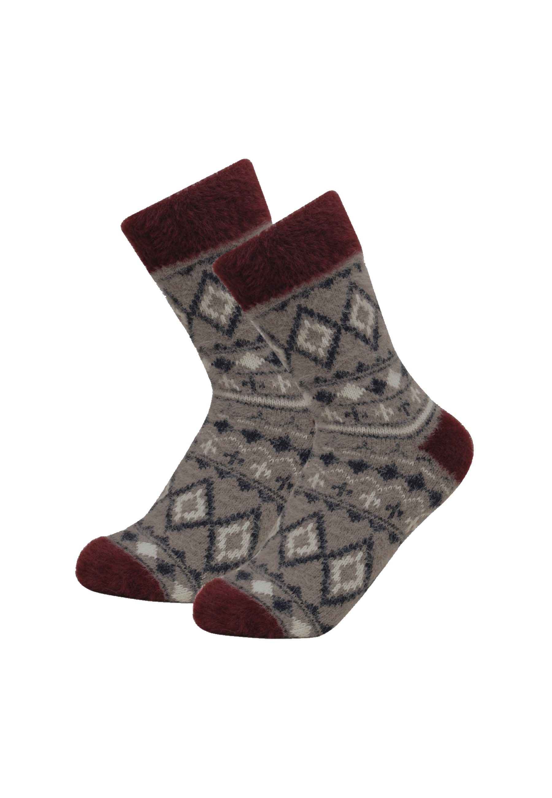 Yuhu Socken Alpaka Norweger Socken Damen 2er Pack, warm und weich, Größe 36–47 (2-Paar)