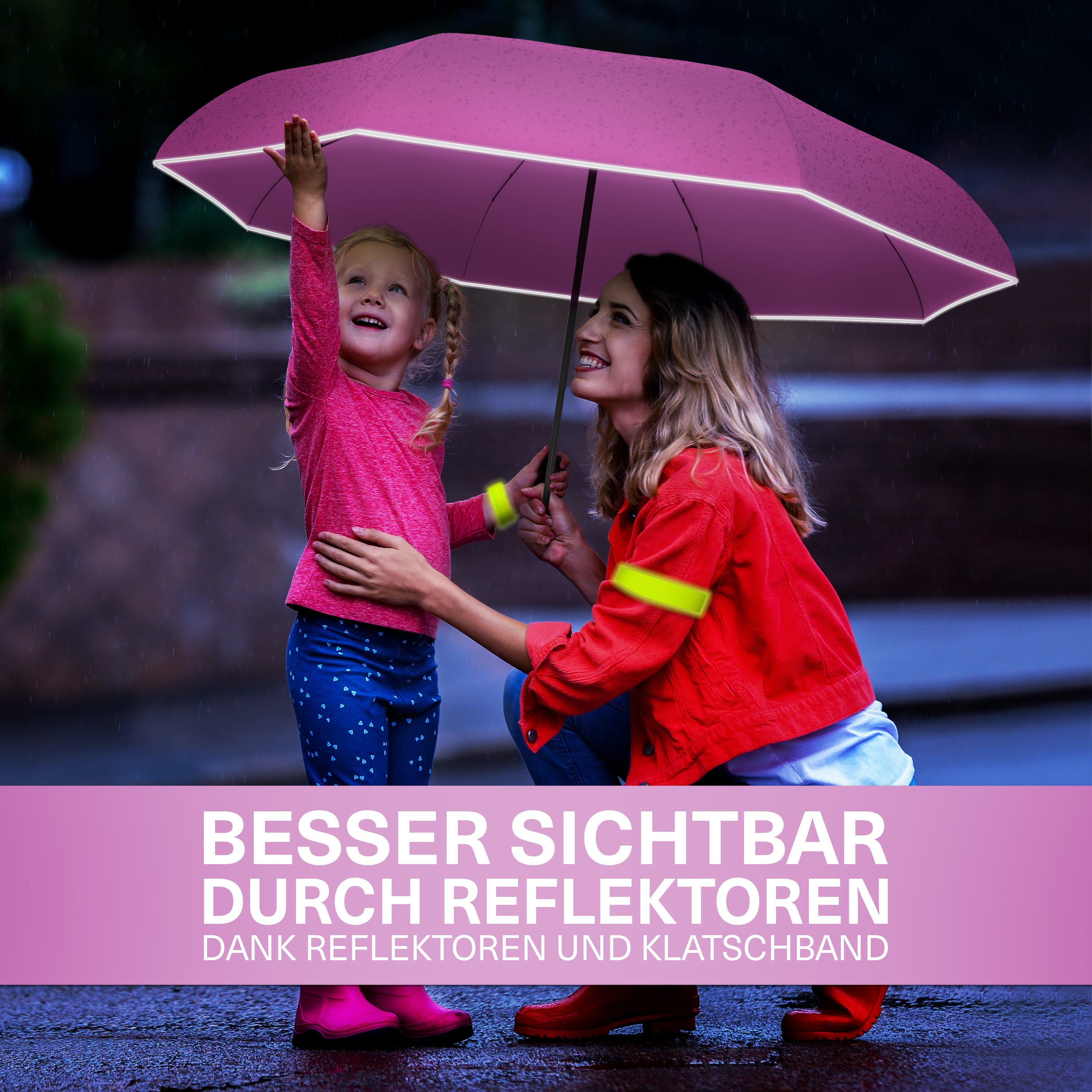 Styngard Taschenregenschirm Rotterdam, Regenschirm Kinder mit Sicherheitsreflektoren - Kinderschirm