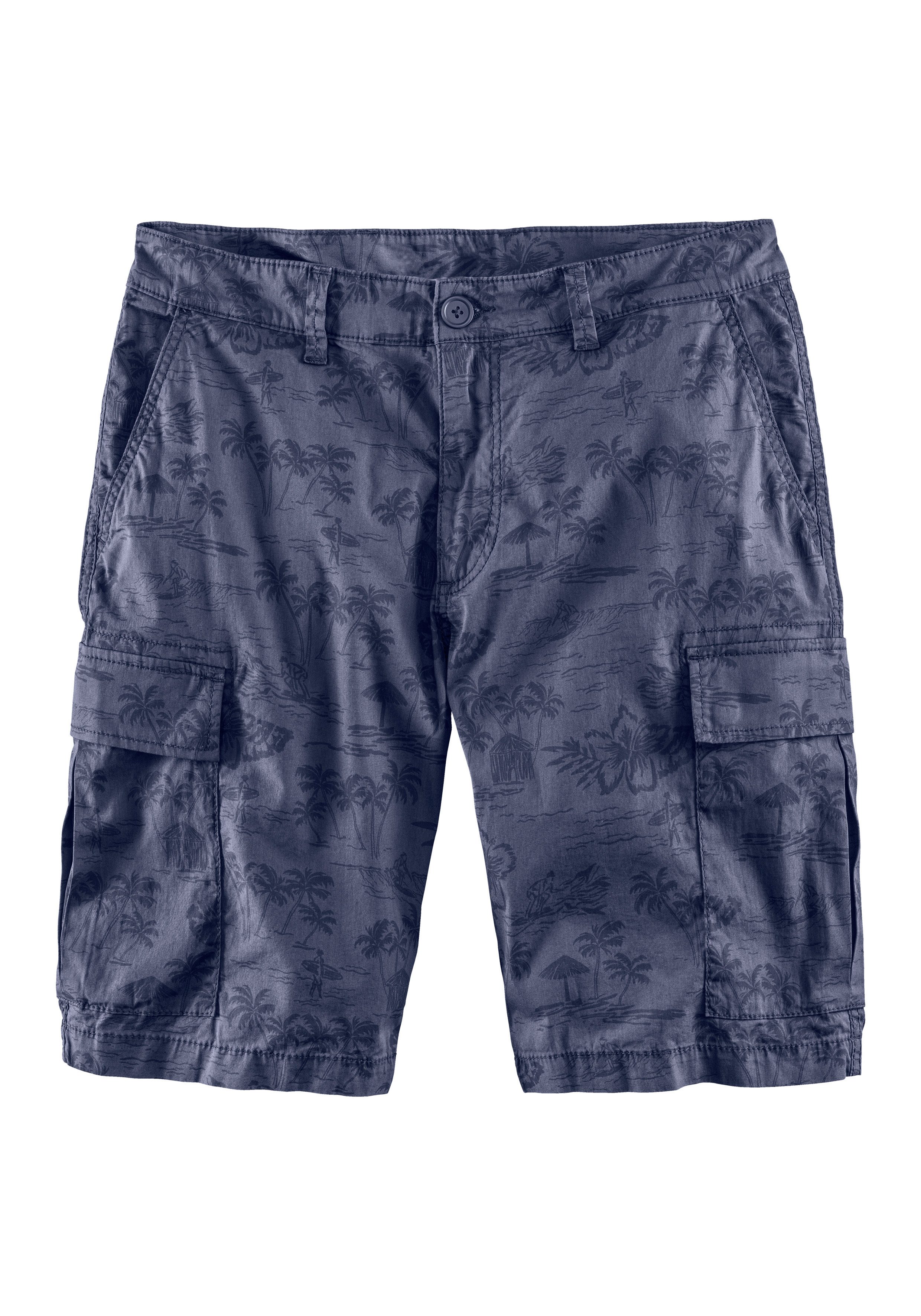 John Devin Cargoshorts - Bermuda mit Cargotaschen und sommerlichem Palmen Druck Shorts aus elastischer Baumwolle, modisch bedruckt